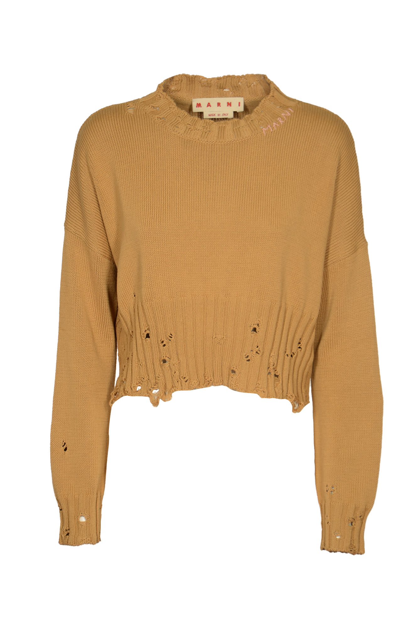 Shop Marni Cropped Jumper In Nomad