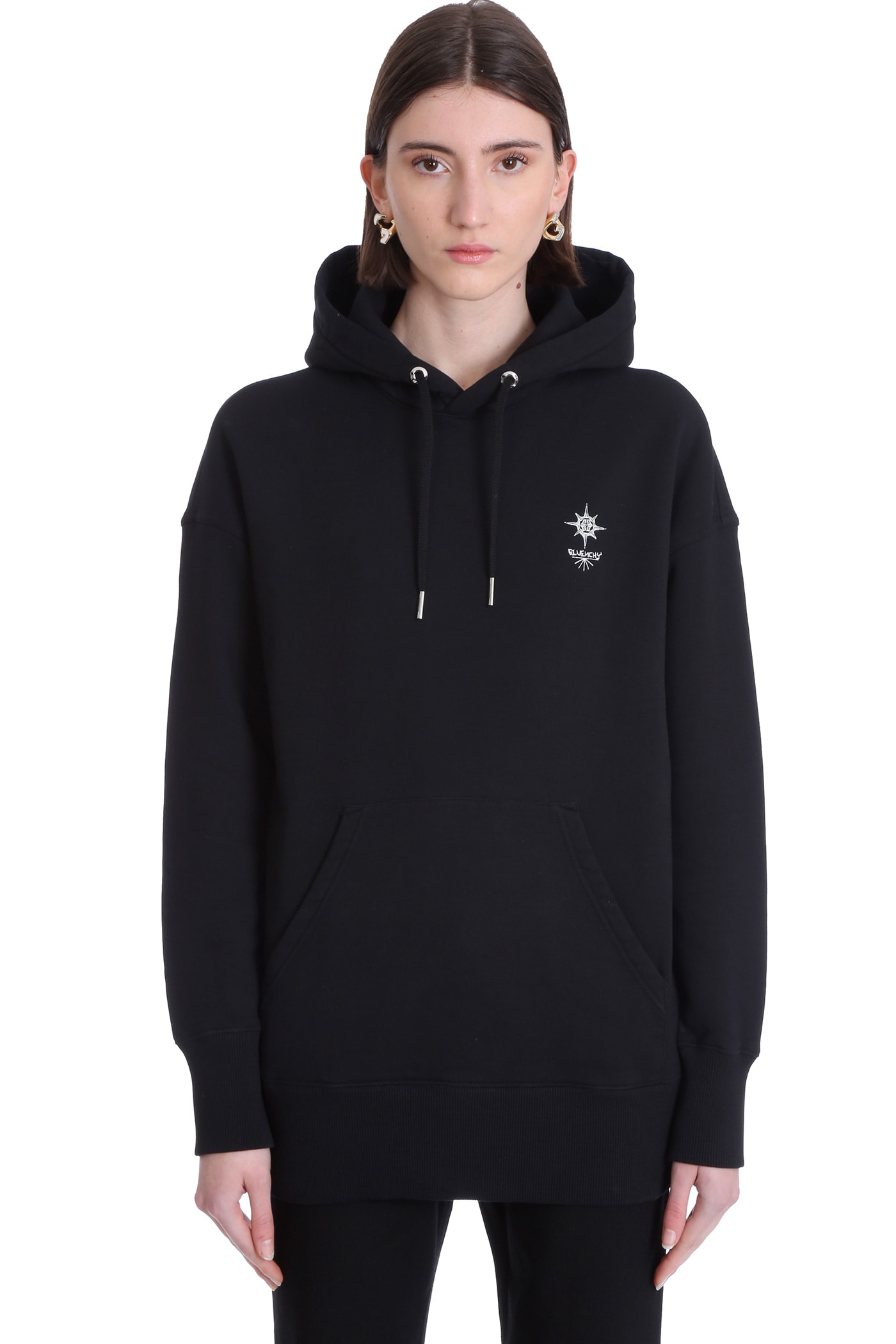 Givenchy Black Oversized Frame Print Hoodie In Black