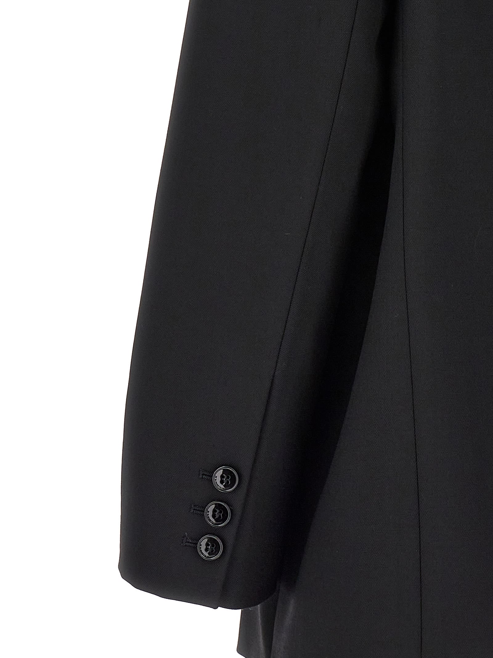 Shop Elisabetta Franchi Double-breasted Wool Blazer In Black