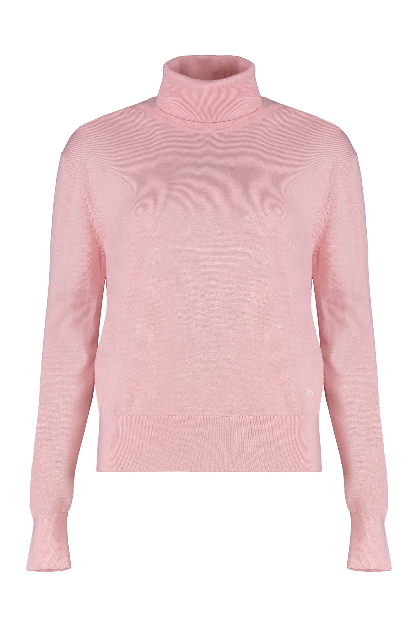 Calvin Klein Turtleneck Sweater In Merino Wool In Pink