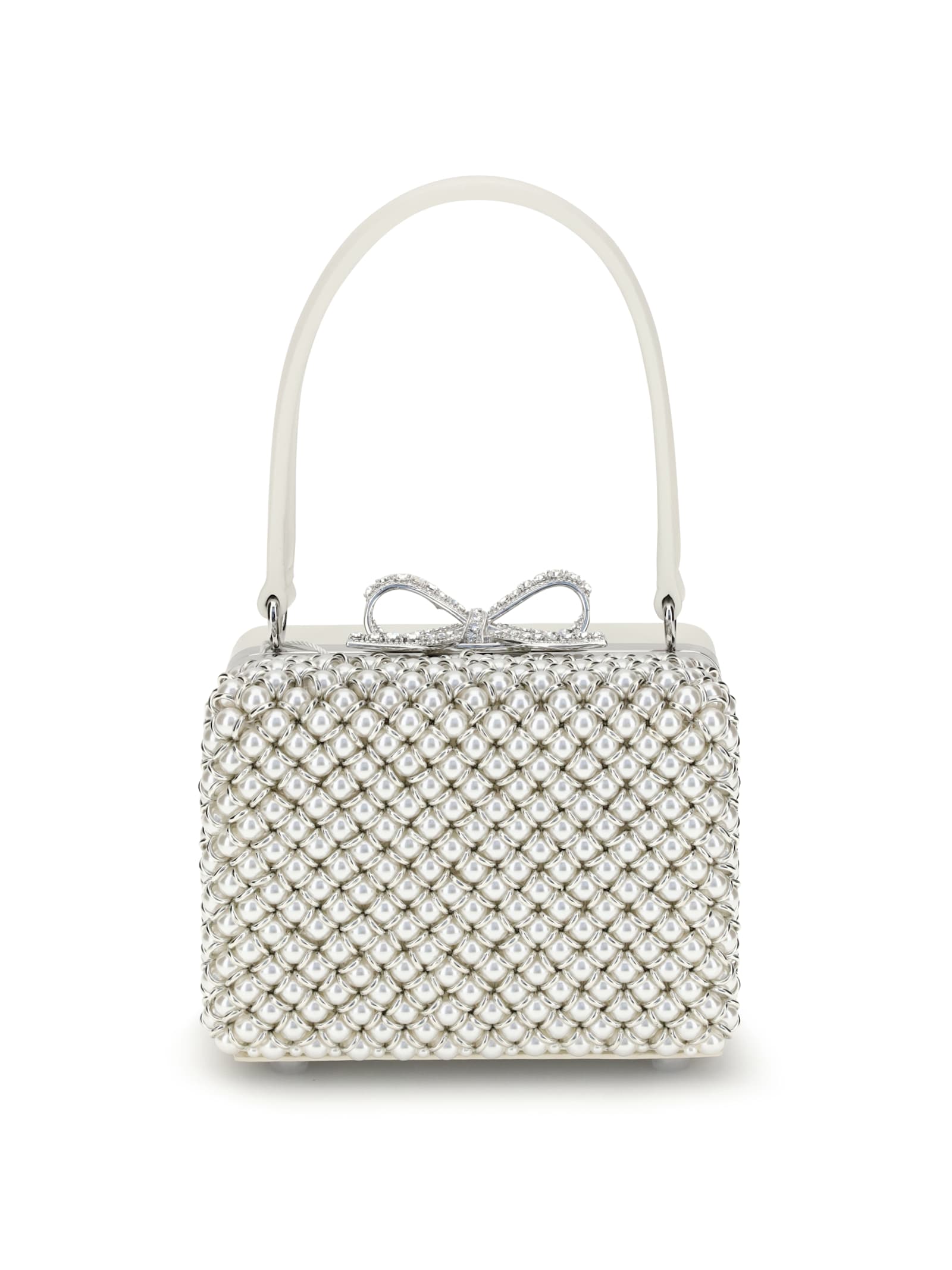 Self-portrait Cream Pearl Embellished Micro Handbag In White