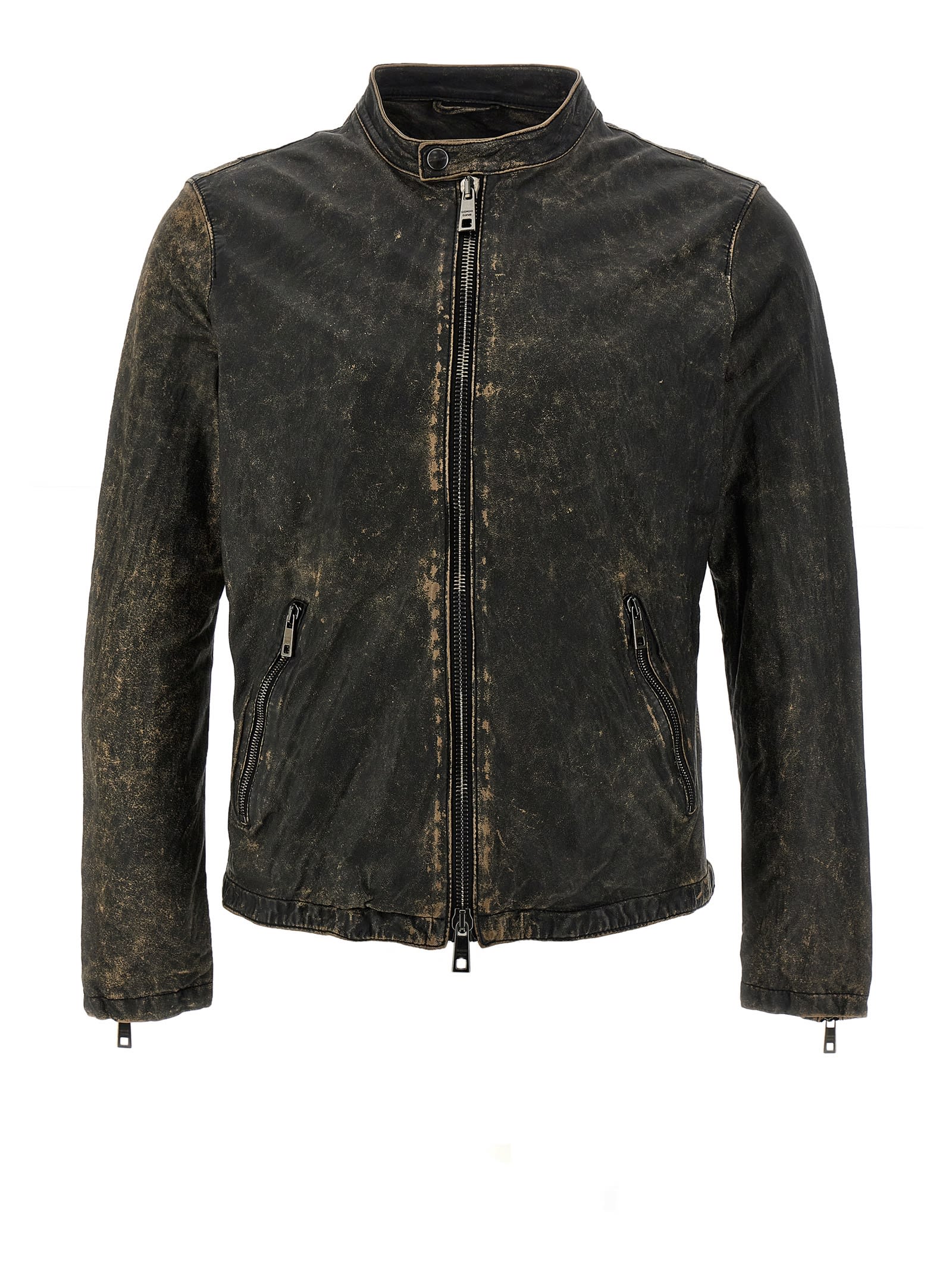 Shop Giorgio Brato Vintage Leather Jacket In Brown