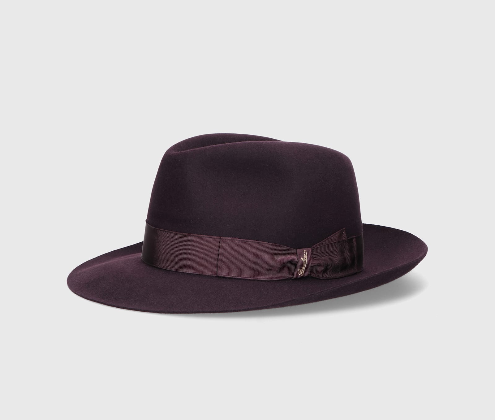 Shop Borsalino 50 Grams S.q. Felt In Dark Purple, Tone On Tone Hatband