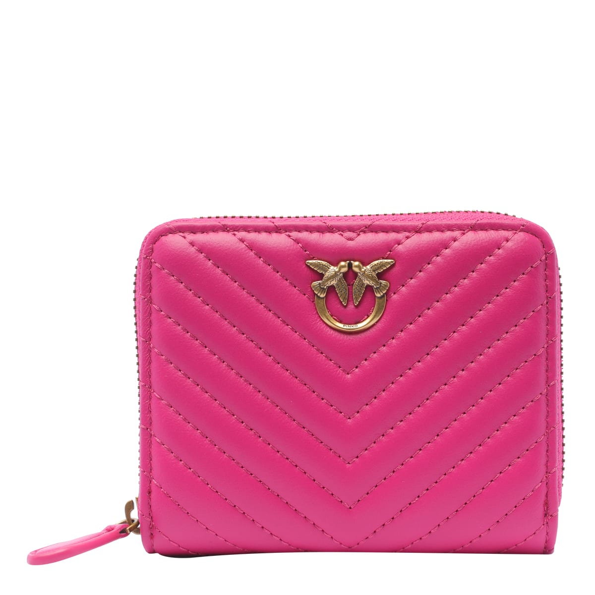 Pinko Zip Around Nappa Chevron Wallet In Pink