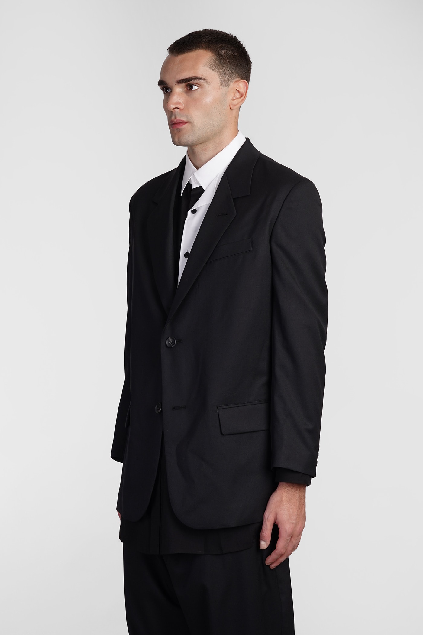 Shop Yohji Yamamoto Blazer In Black Wool