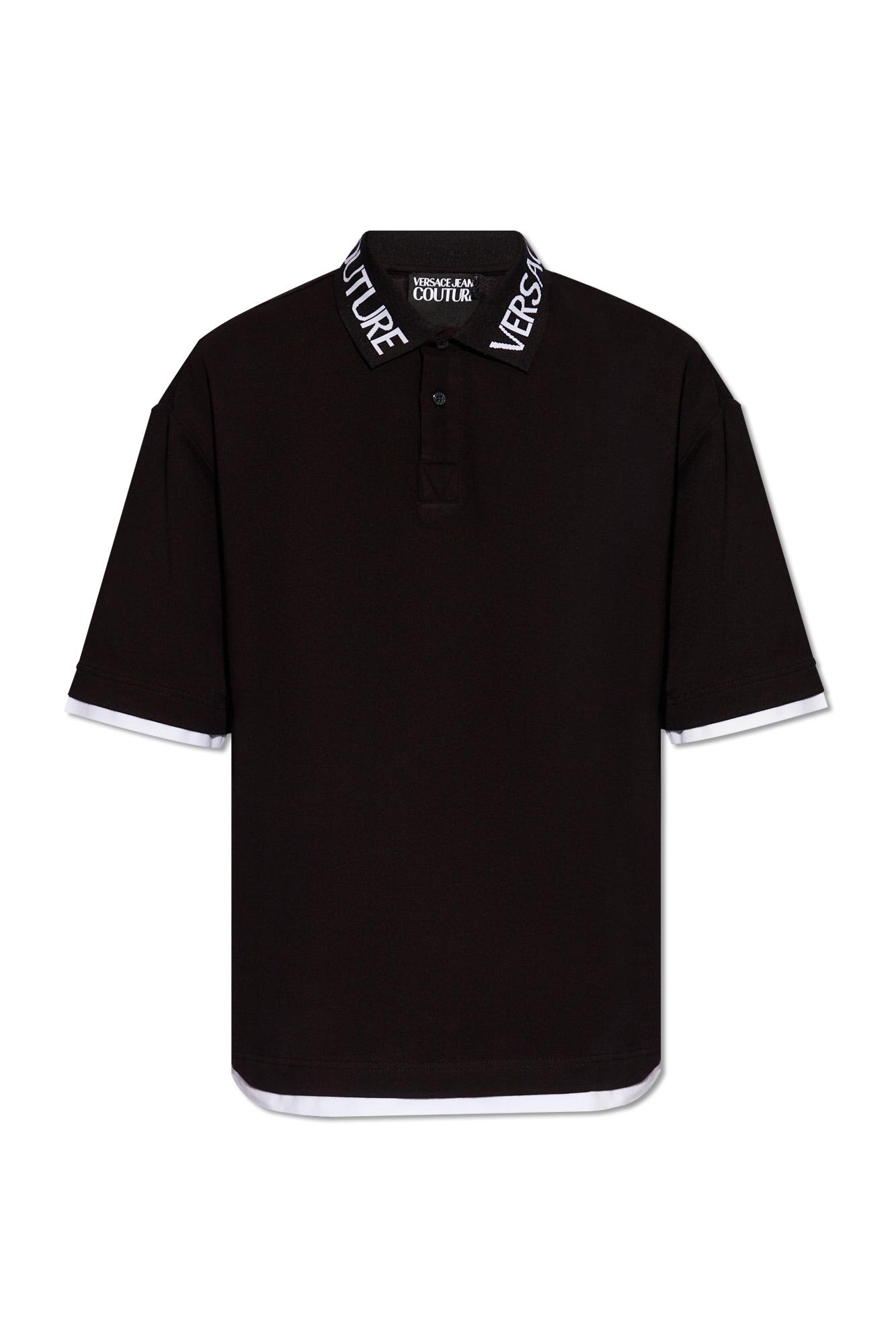 Shop Versace Jeans Couture Polo Shirt With Logo In Black