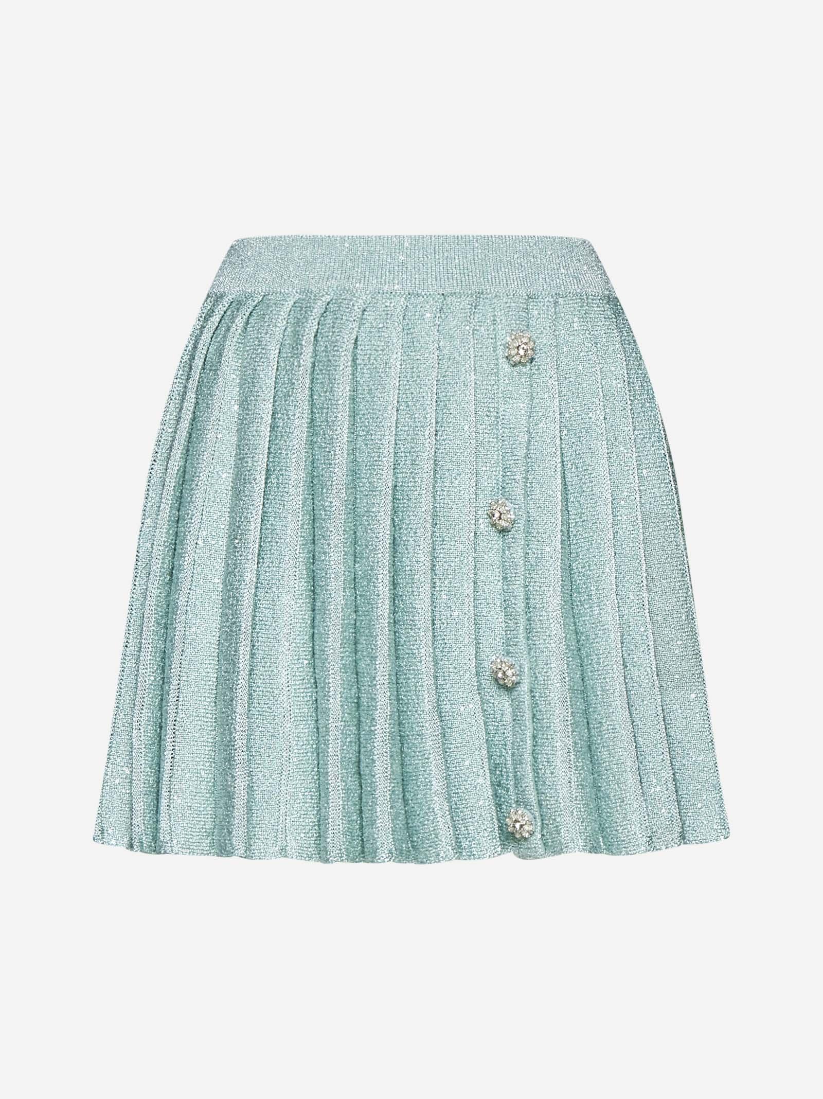 Sequin Pleated Knit Miniskirt