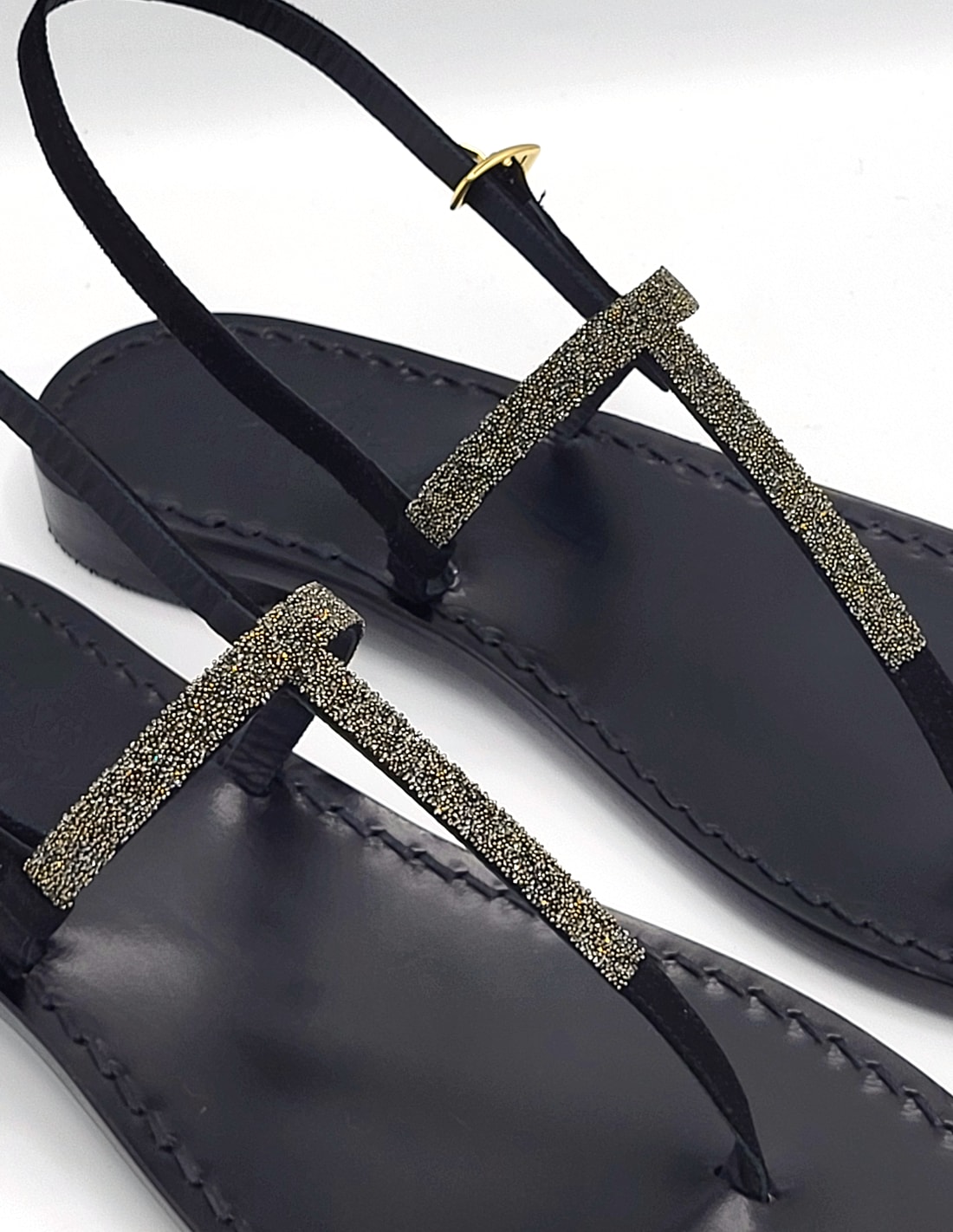 Dea Sandals Crystal Fabric Black Sn Jewel Sandals In Black, Microcrystals