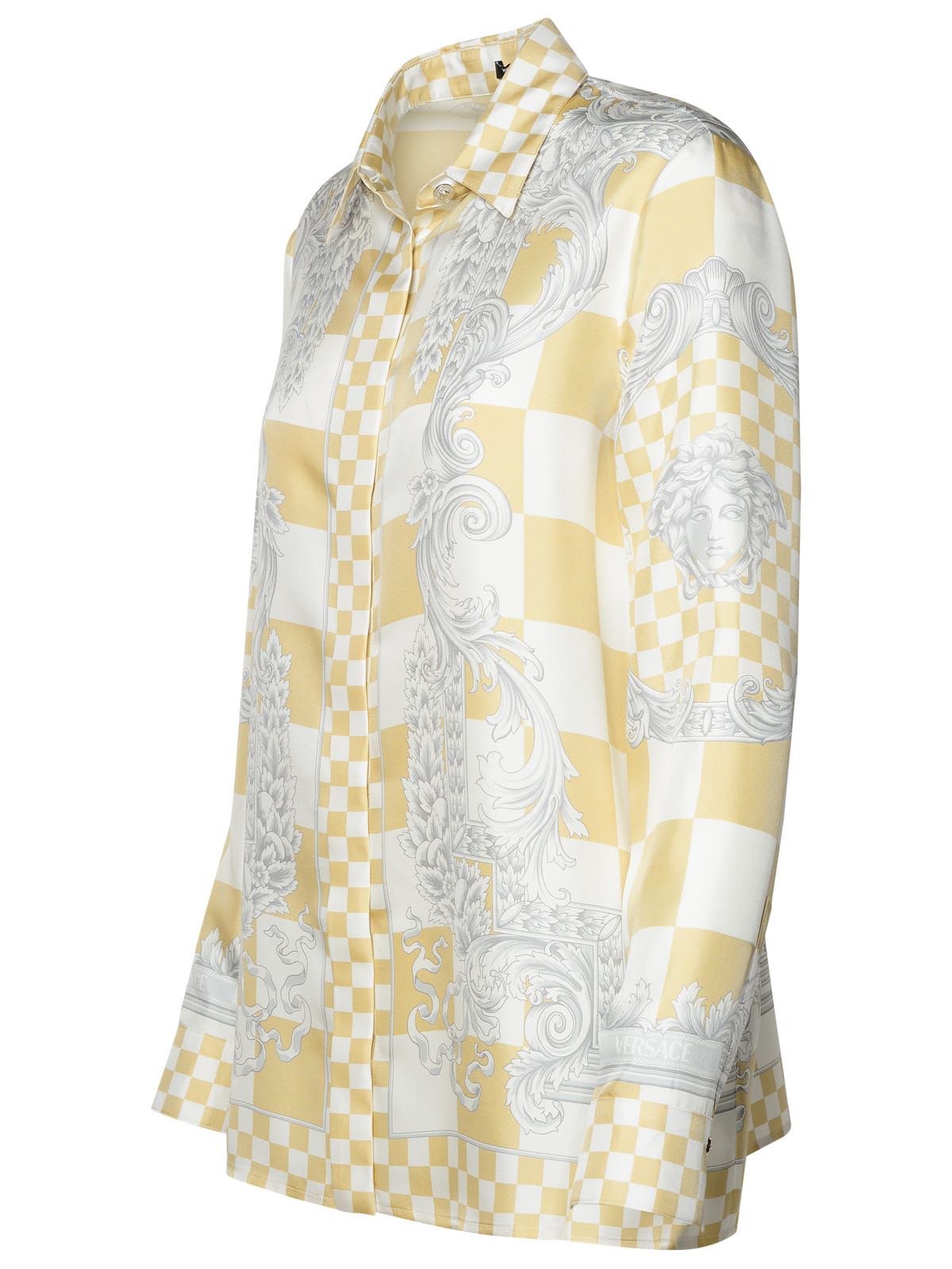 Shop Versace Beige Silk Shirt In Multicolor
