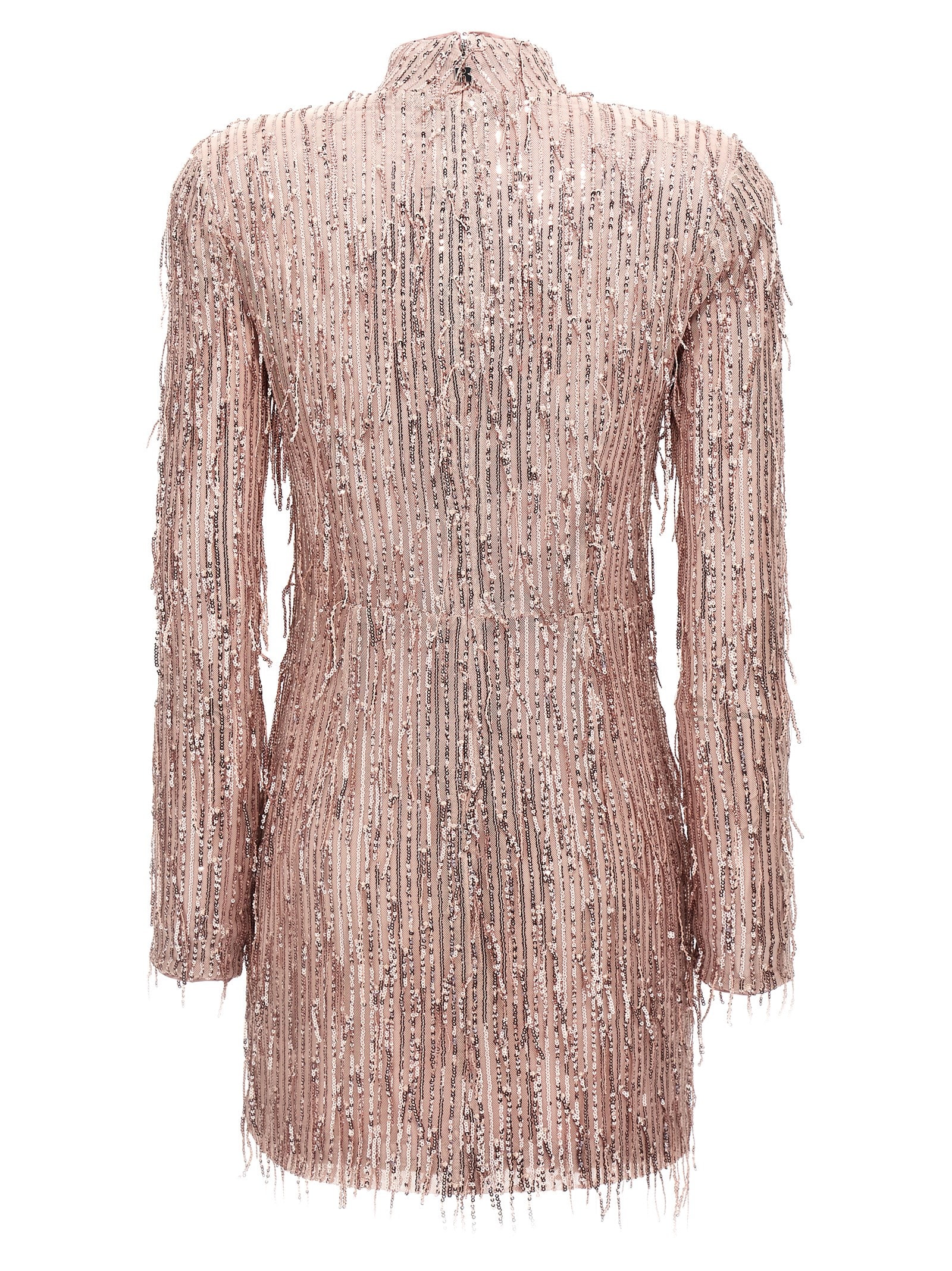 Shop Rotate Birger Christensen Sequin Fringe Mini Dress In Pink