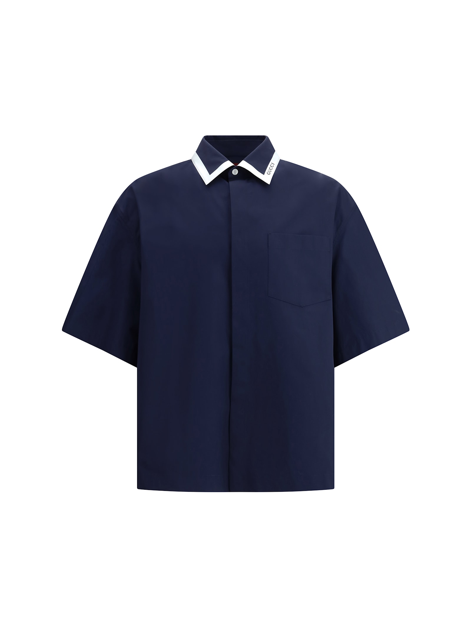 Gucci Shirt With Contrast Collar In Blue