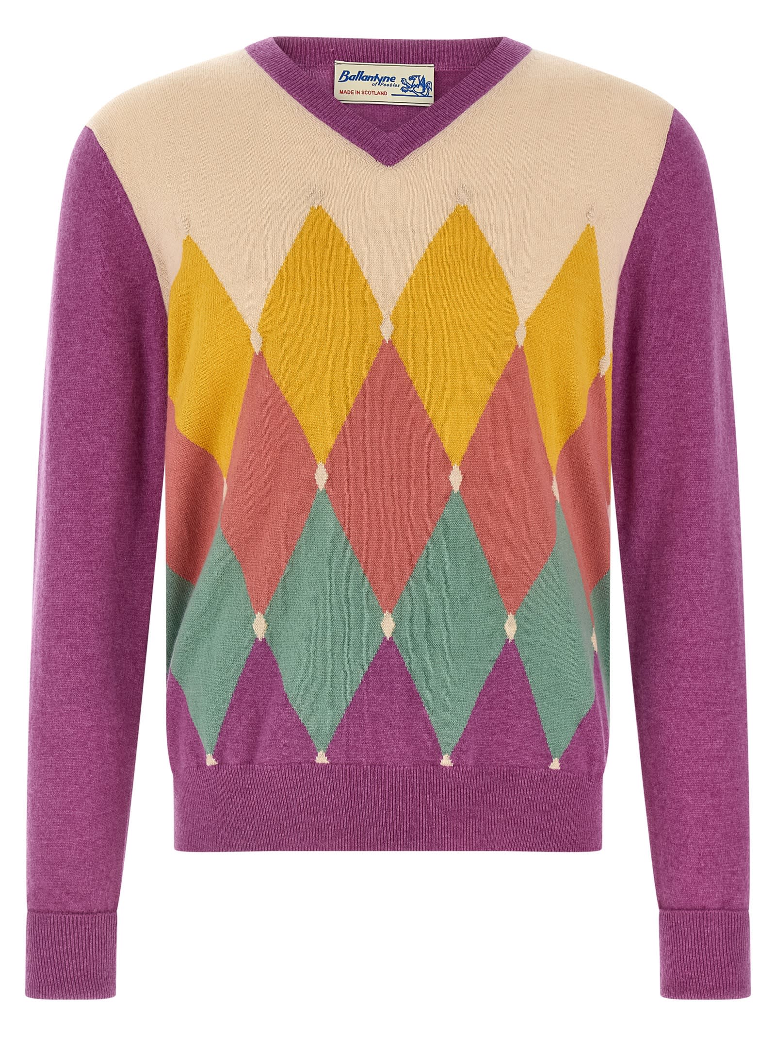 Ballantyne Argyle Sweater Sweaters And Cardigans Purple In Multi