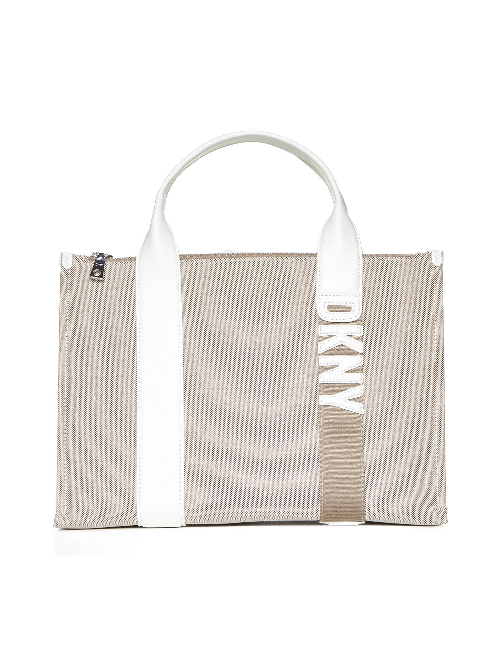 Shop Dkny Tote In Natural/white