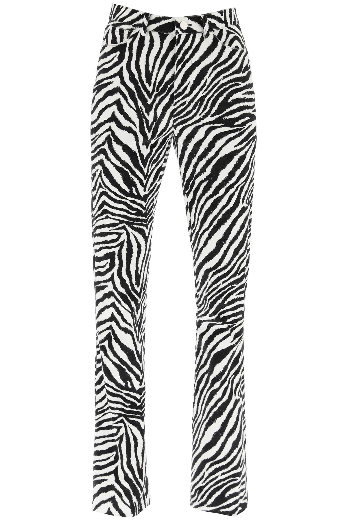 Alessandra Rich Zebra Print Flared Velvet Pants In Black