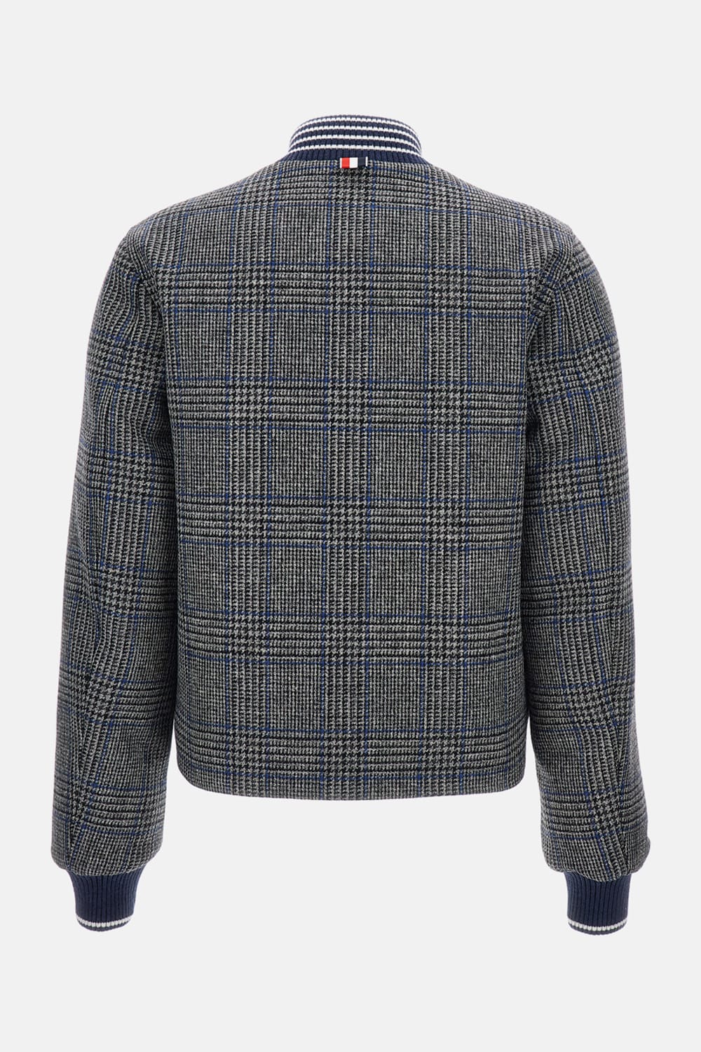Thom Browne Checked Pattern Ribbed Collar Jacket In Gray