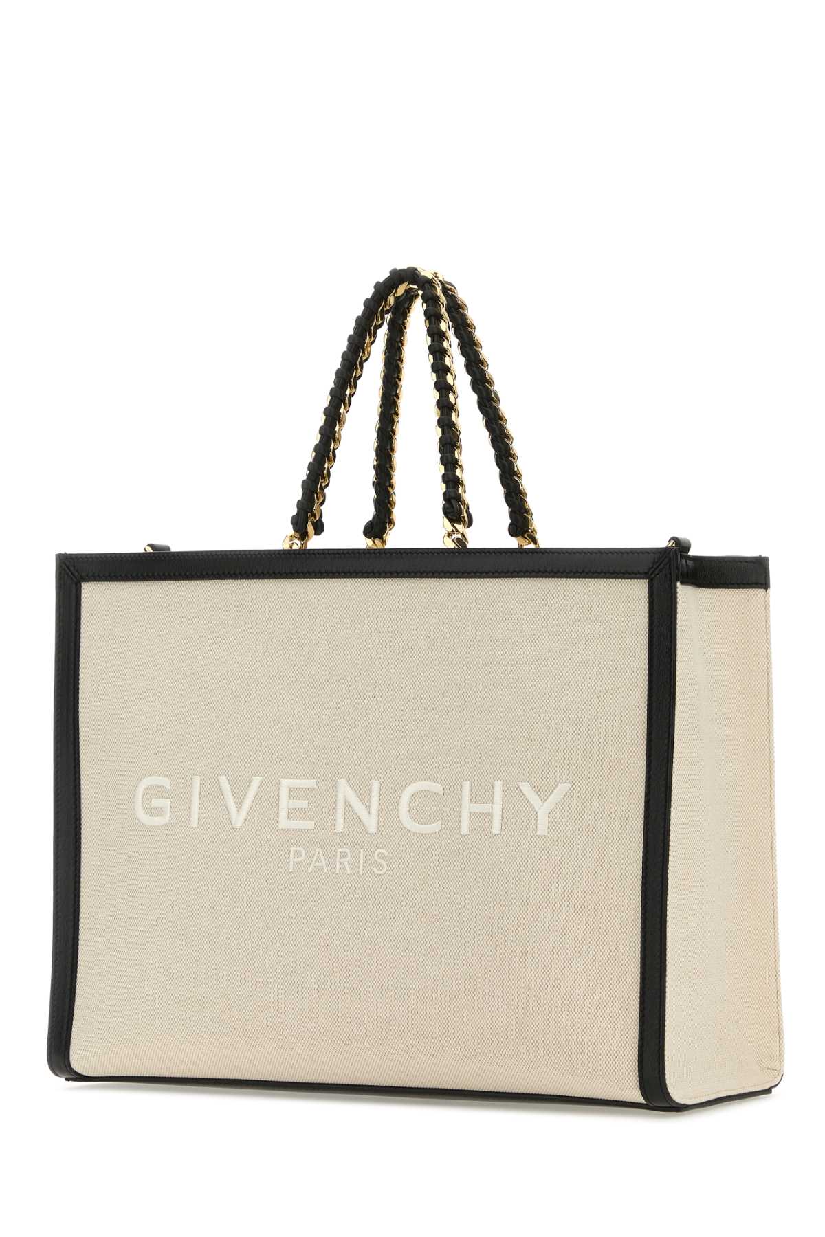 Shop Givenchy Two-tone Canvas And Leather Medium G-tote Handbag In Naturalbeige