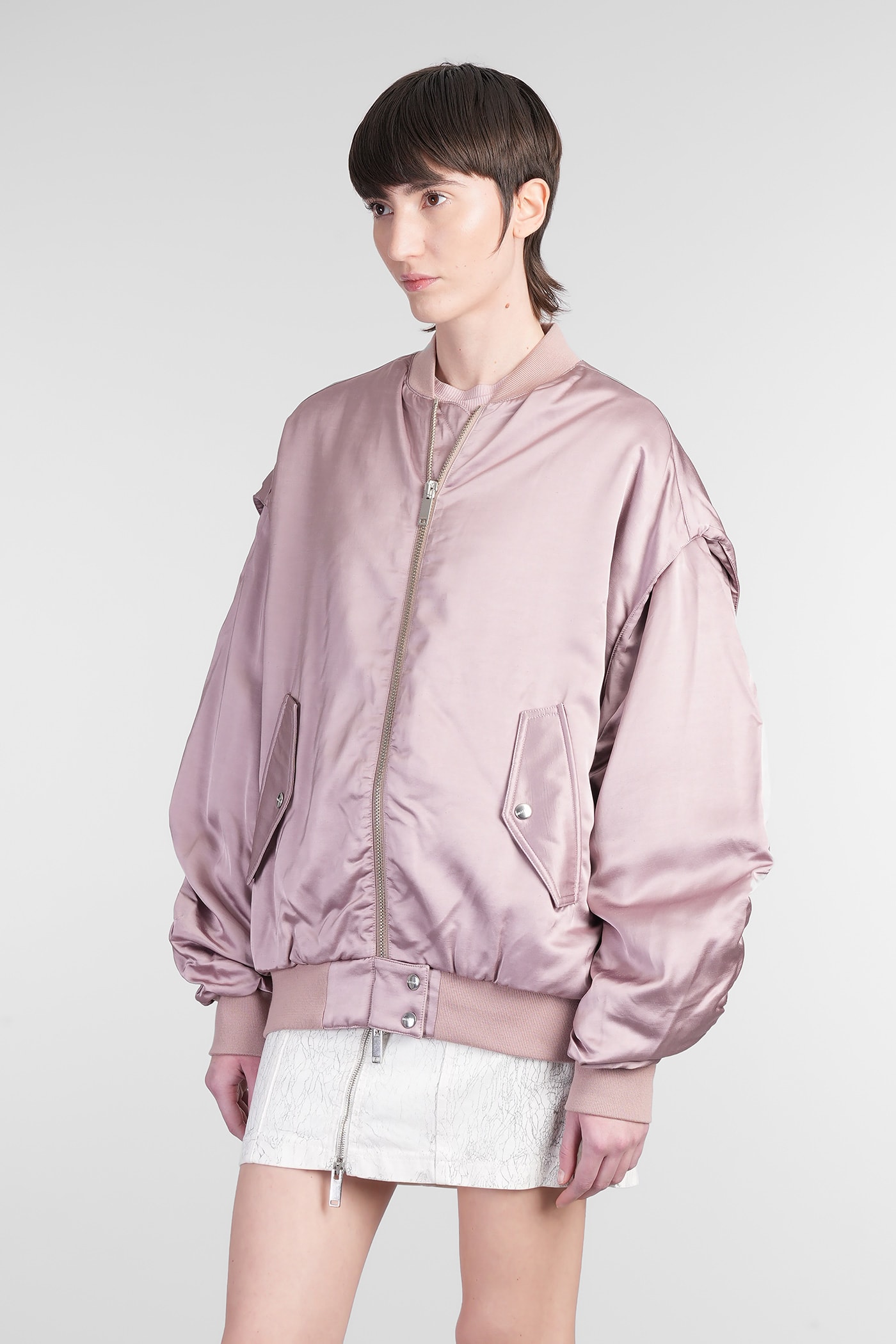 Halfboy Bomber In Rose-pink Viscose