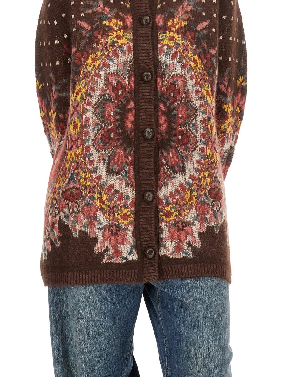 Shop Etro Cardigan With Logo In Brown