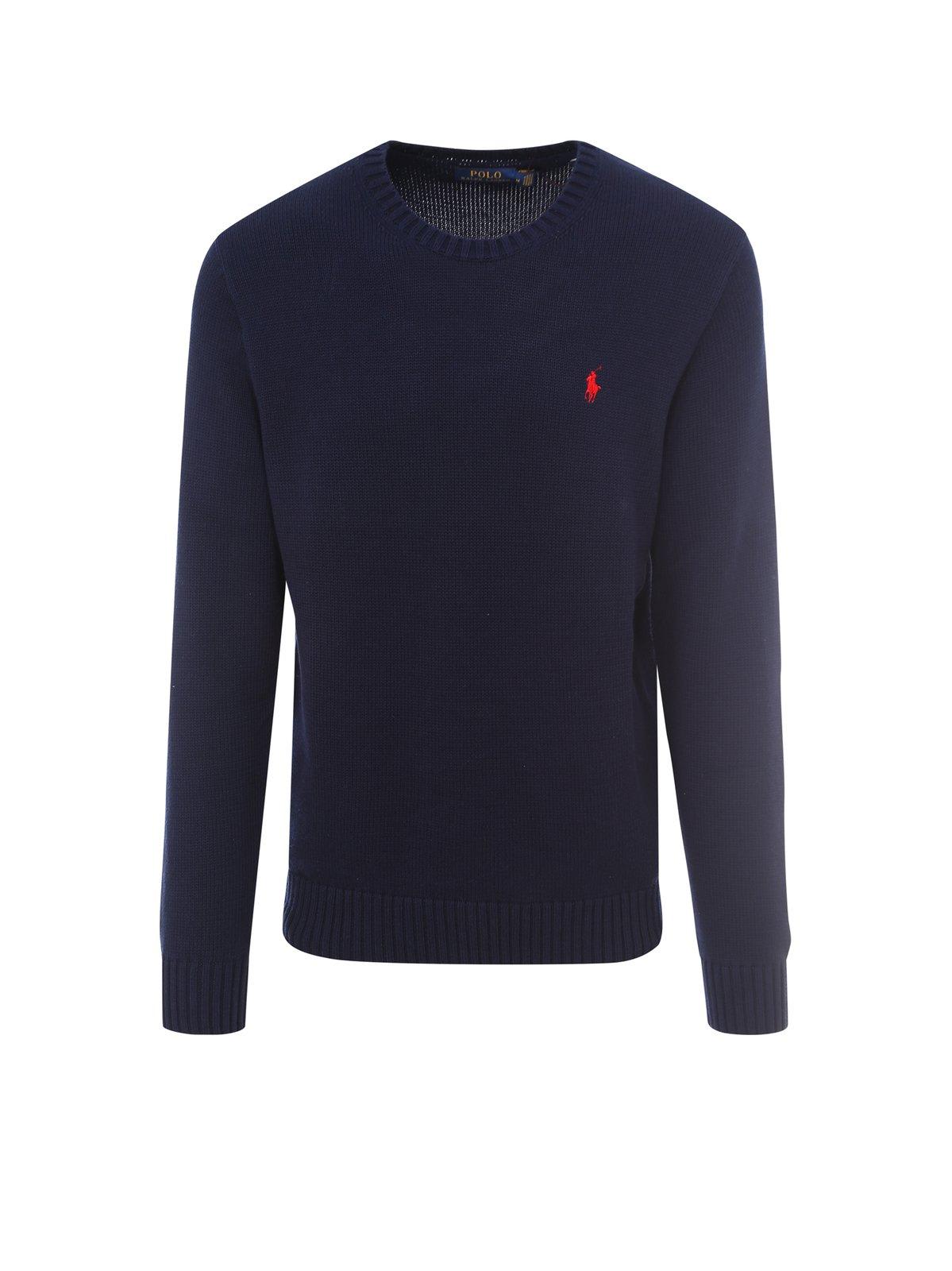 Polo Ralph Lauren Navy Blue Cable-knit Crew-neck Sweater In Hunter Navy