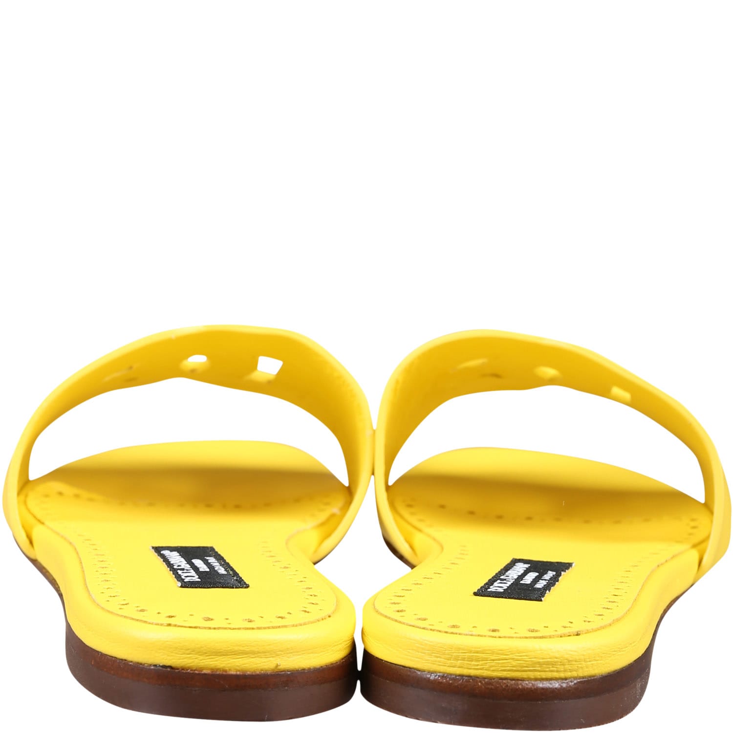 Shop Dolce & Gabbana Yellow Sandals For Girl With Logo