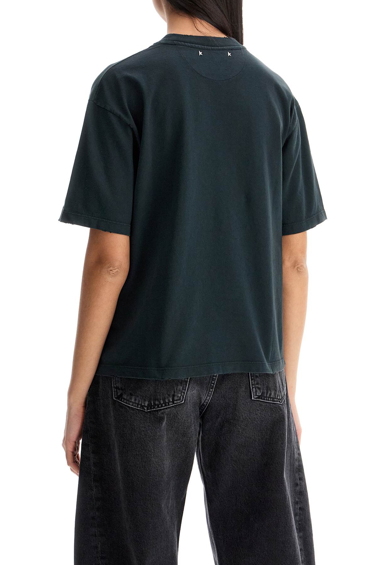 Golden Goose Tshirt Crystal Collar In Washed Black (black)