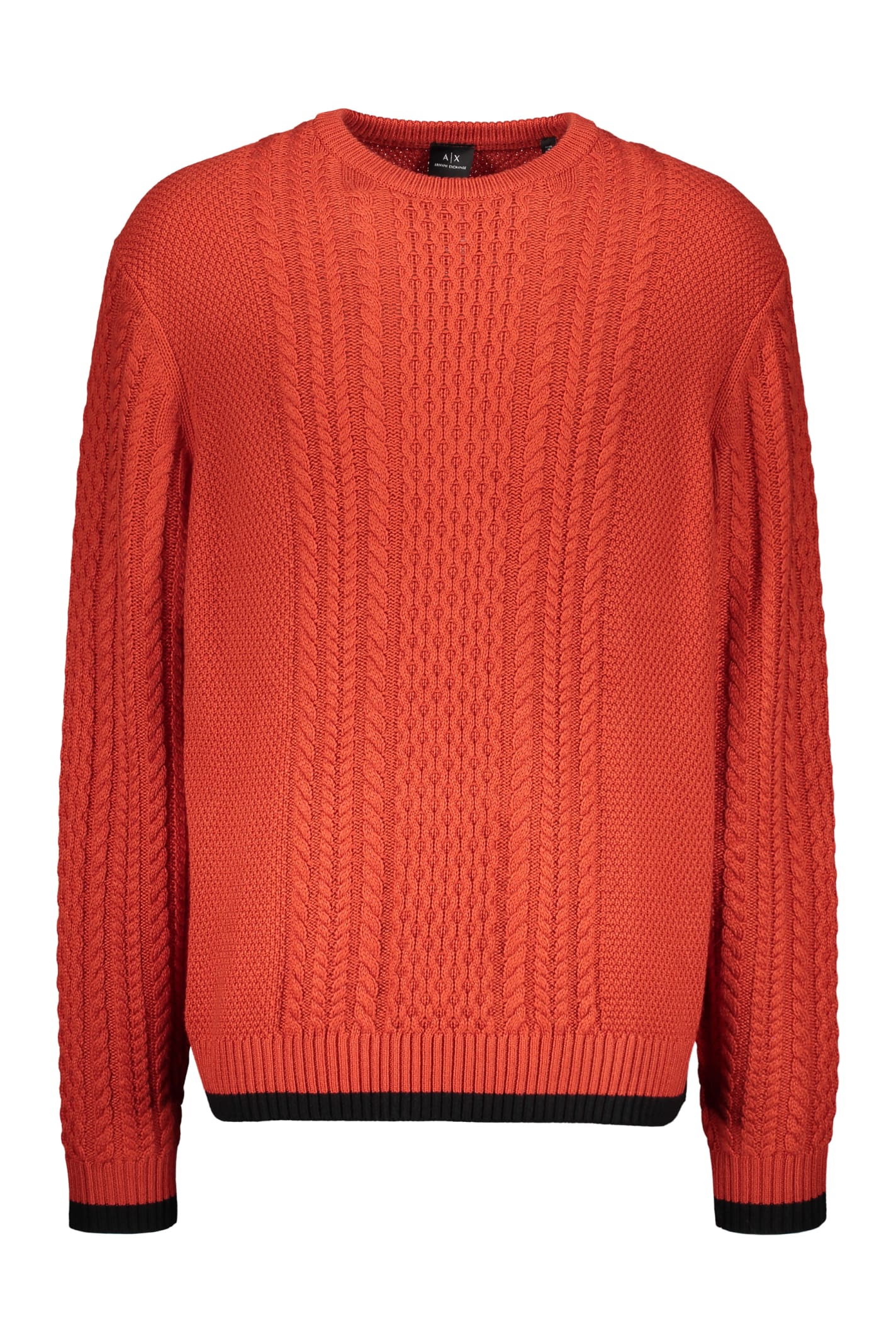 Shop Armani Exchange Cable Knit Sweater In Copper