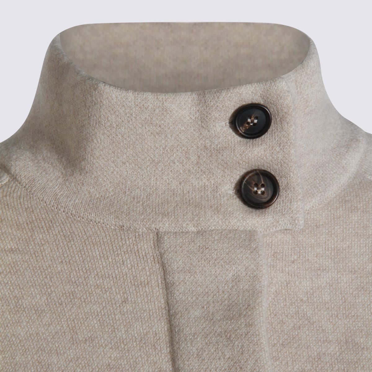 Brunello Cucinelli Cashmere Cardigan With High Collar And Pockets In Neutral