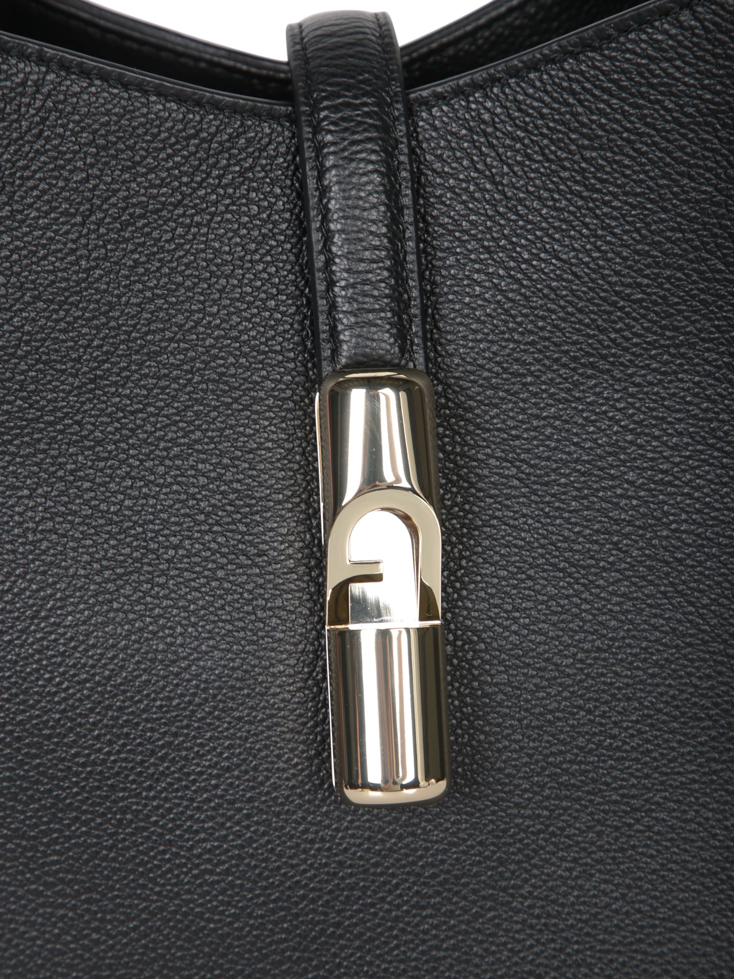 Furla Dual Top Handles Structured Silhouette Shoulder Bag In Black