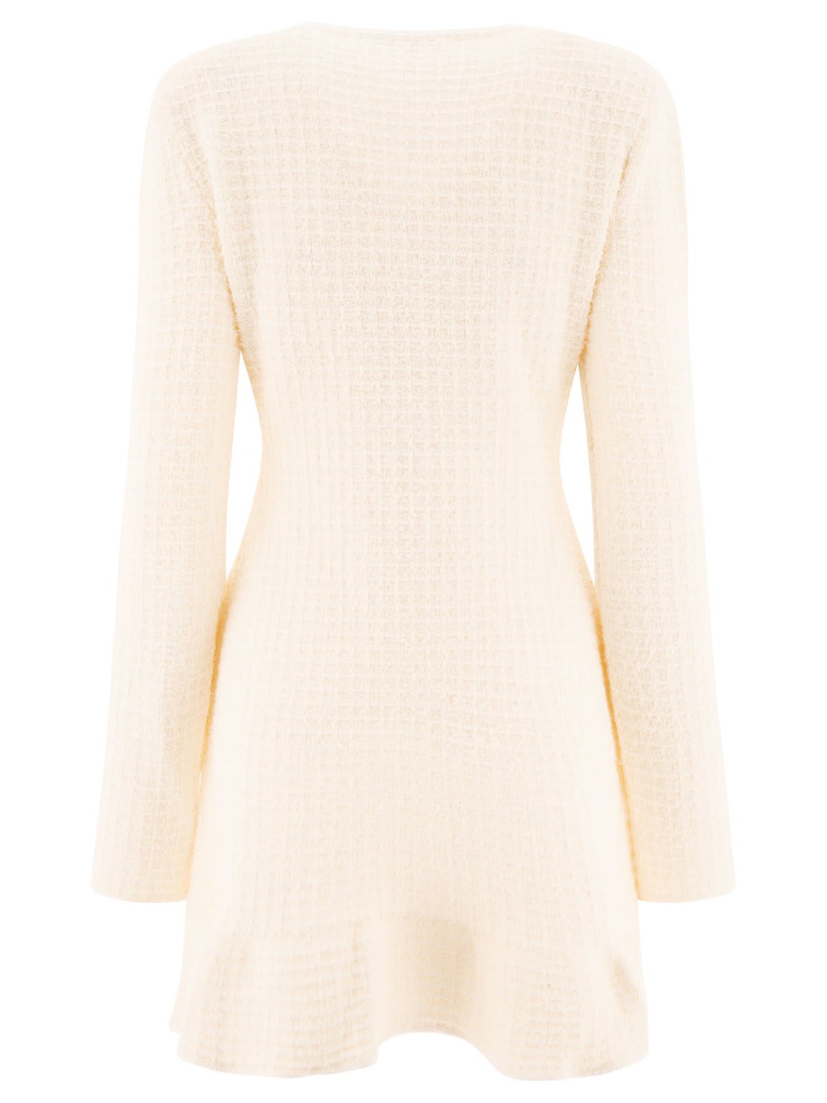 Shop Self-portrait Buttoned Knit Mini Dress In White