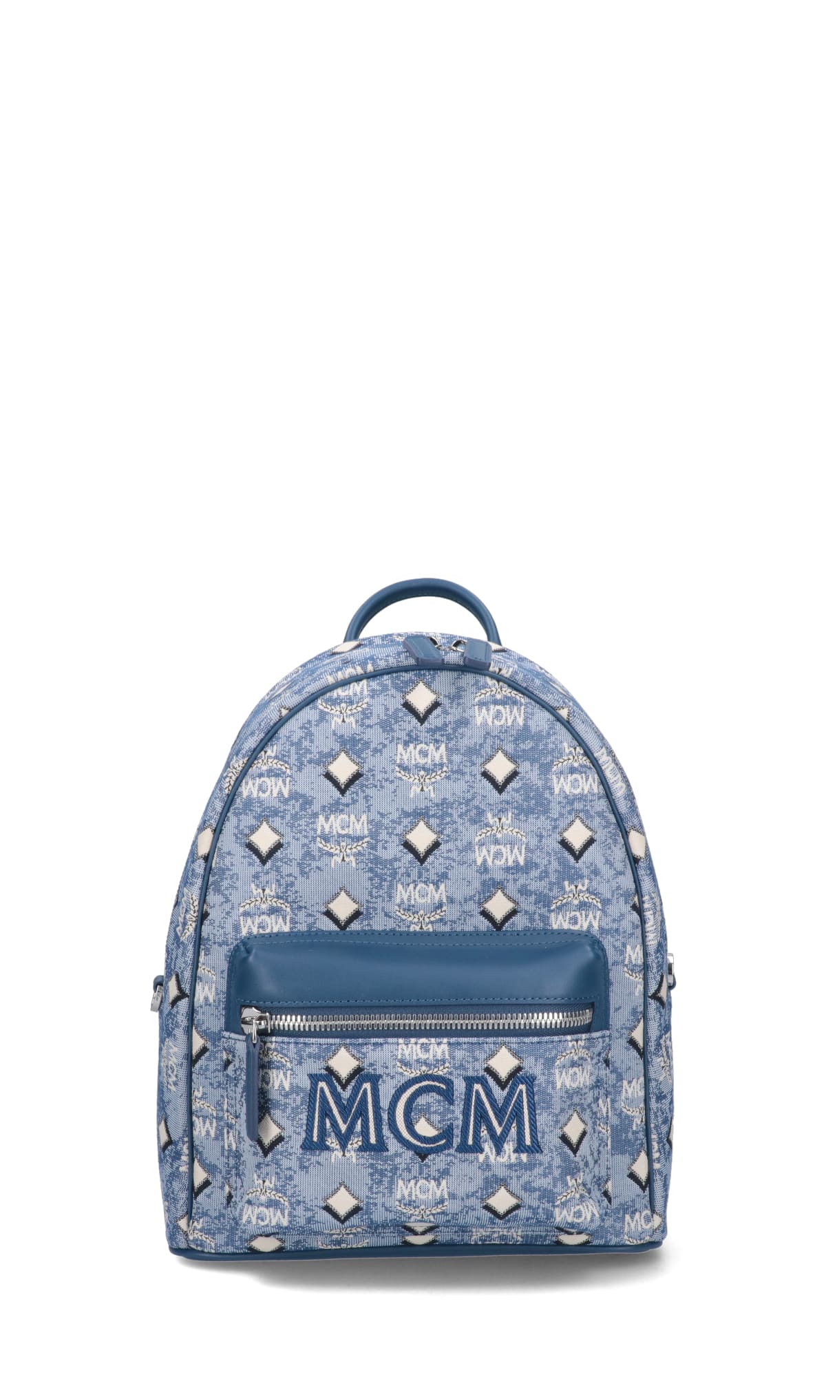 MCM Navy Blue Leather and Calfhair Front Pocket Backpack MCM