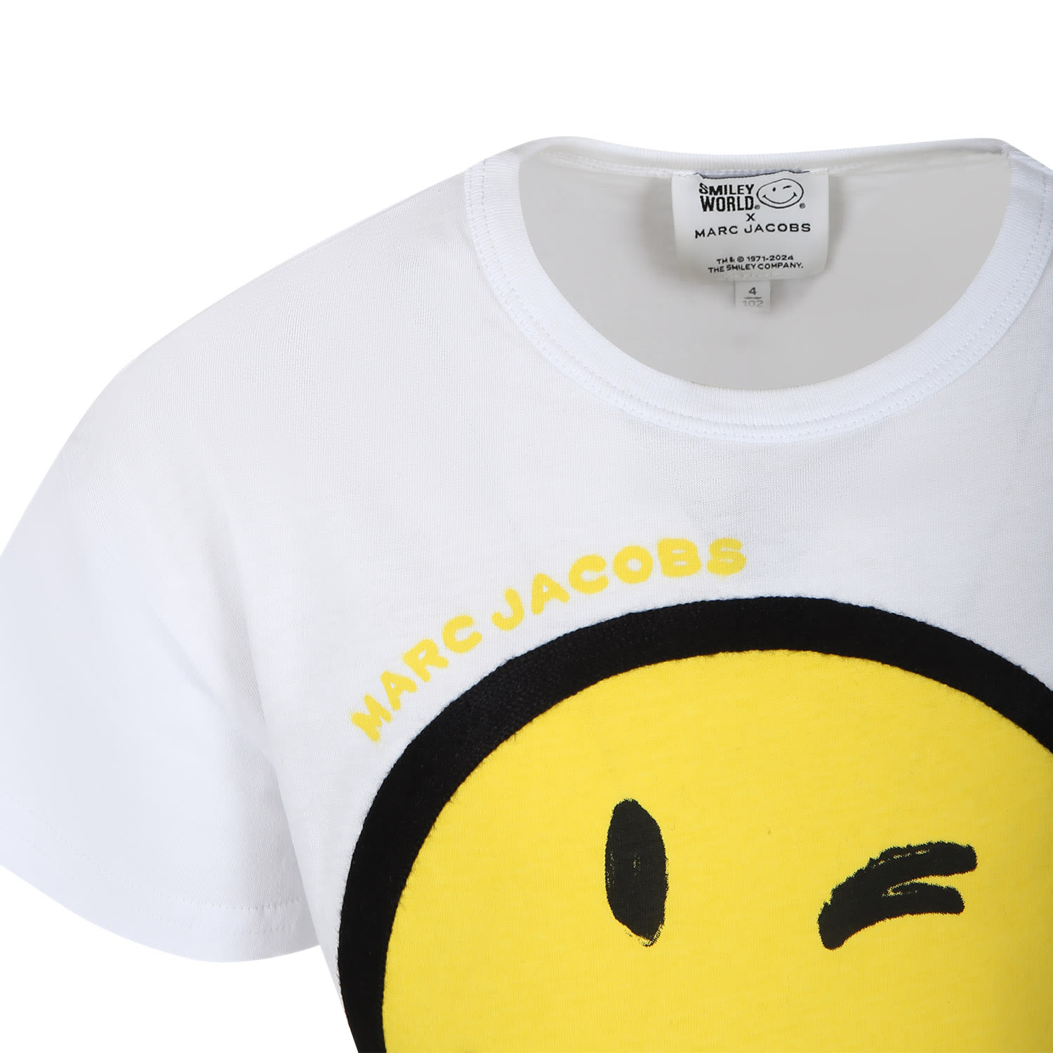 Shop Marc Jacobs White T-shirt For Girl With Smiley And Logo In Bianco