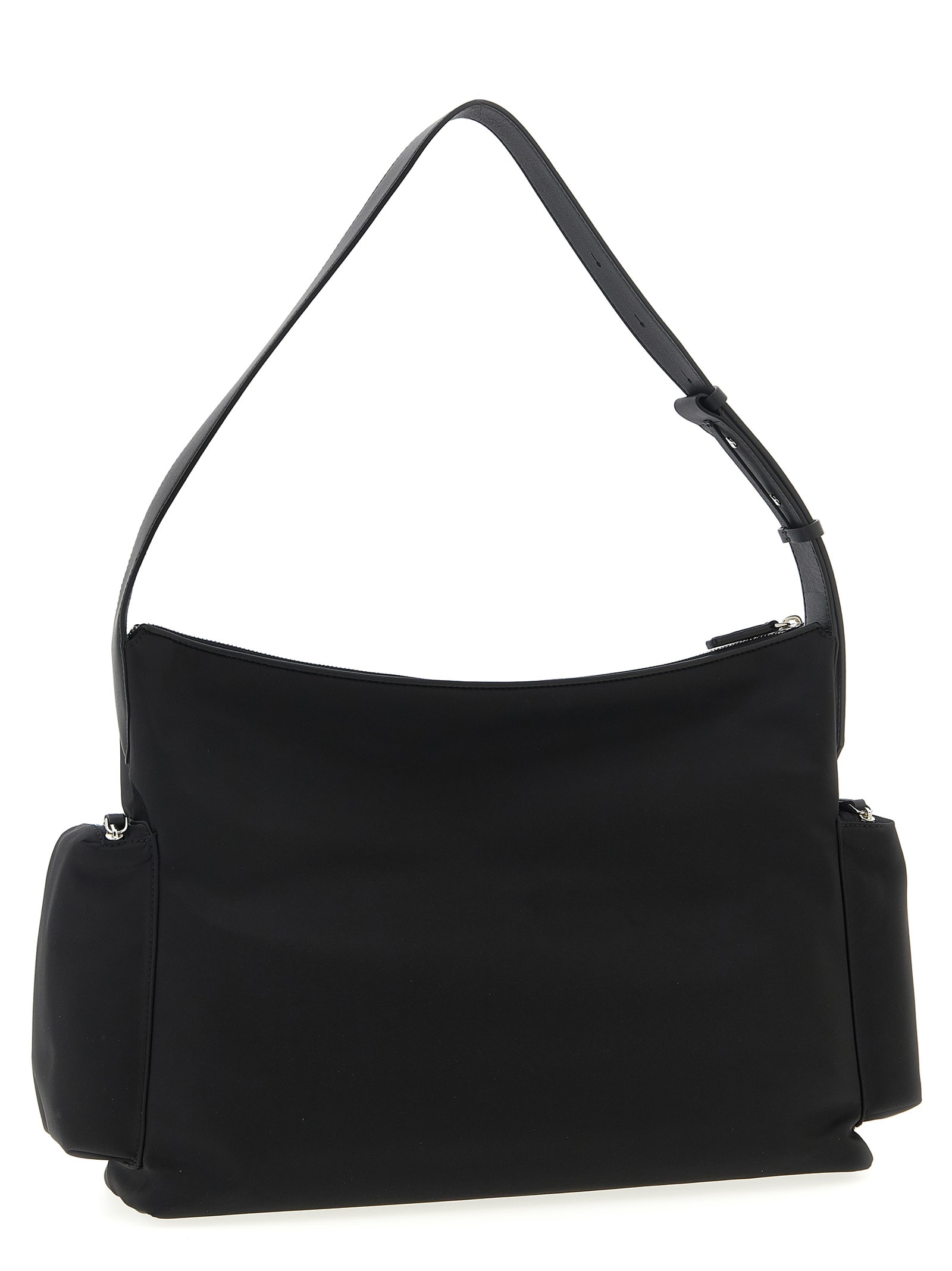 Mcm Nylon Shoulder Bag With Spacious Compartments In Black