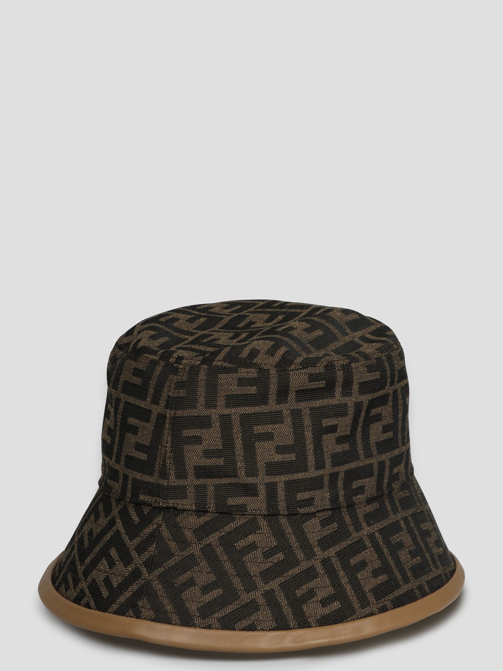 Shop Fendi Ff Jacquard Bucket Hat In Brown