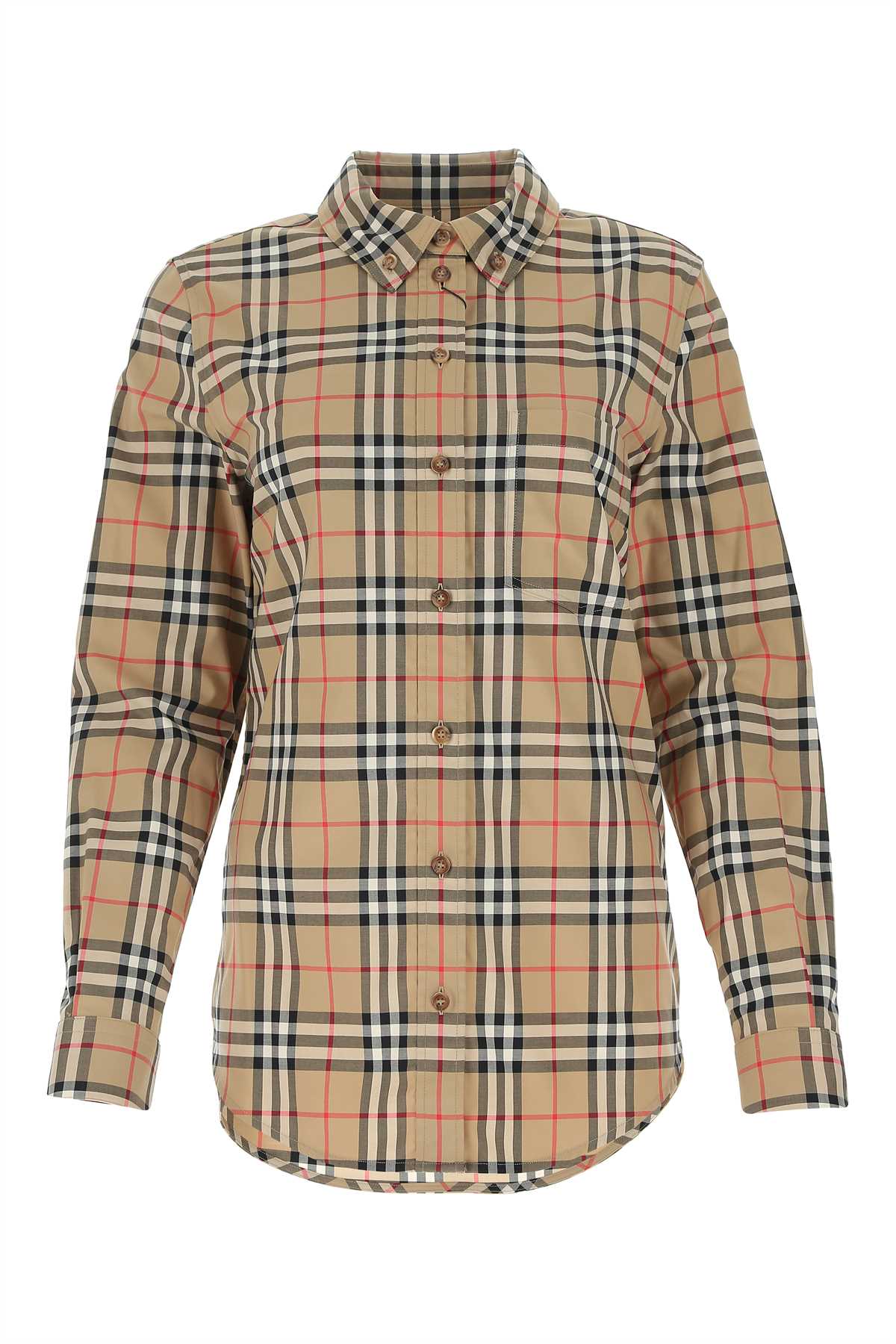 Shop Burberry Embroidered Stretch Polyester Poplin Shirt In A7028