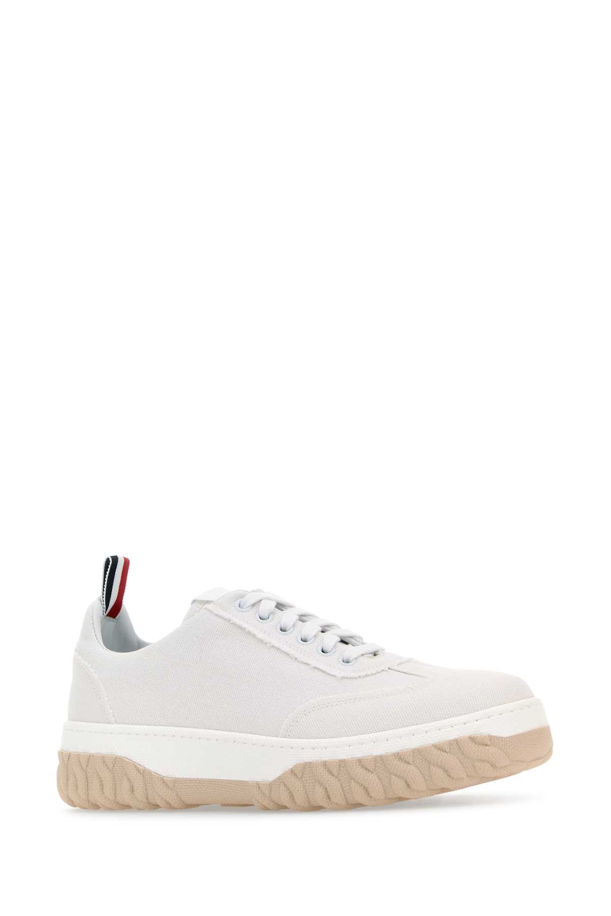 Shop Thom Browne White Canvas Sneakers