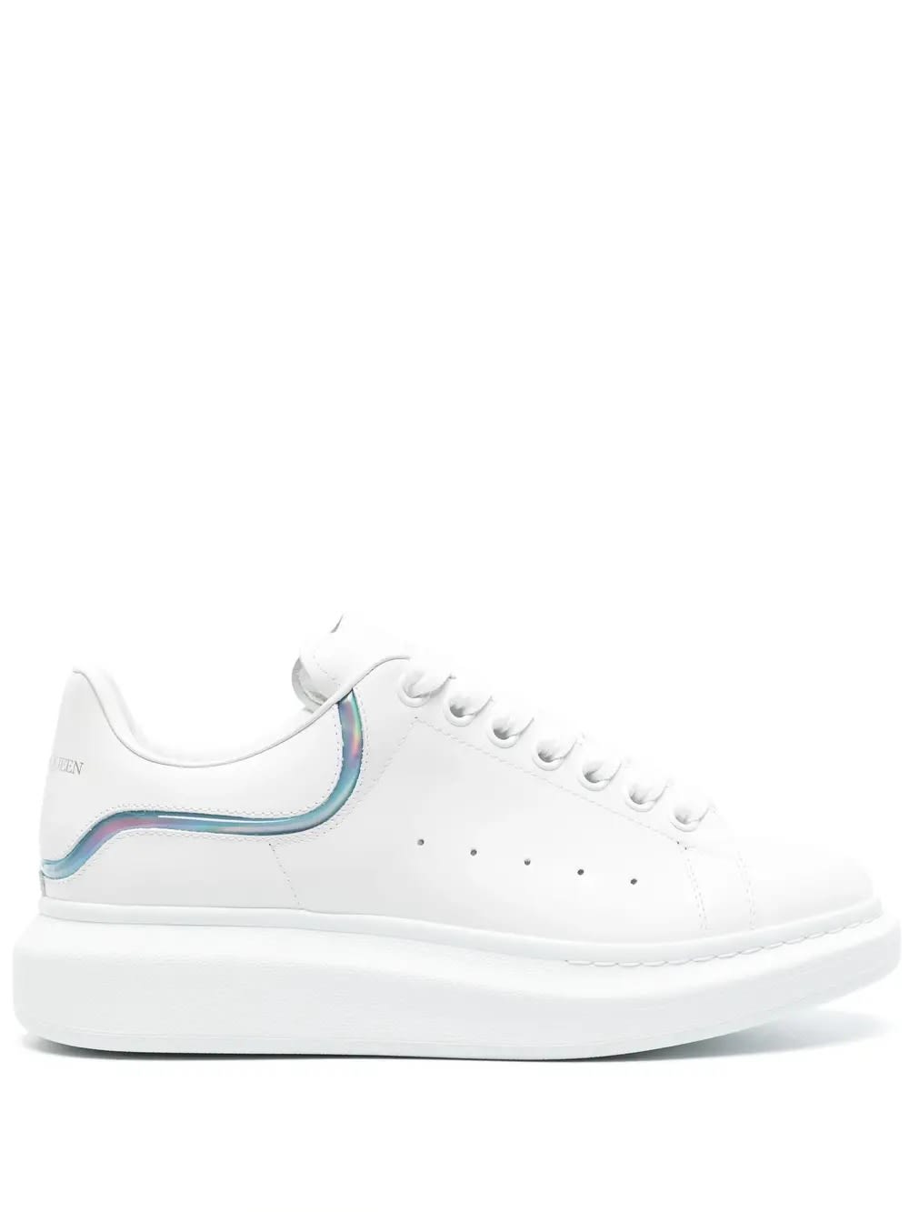 Shop Alexander Mcqueen White Oversized Sneakers With Iridescent Profiled Spoiler