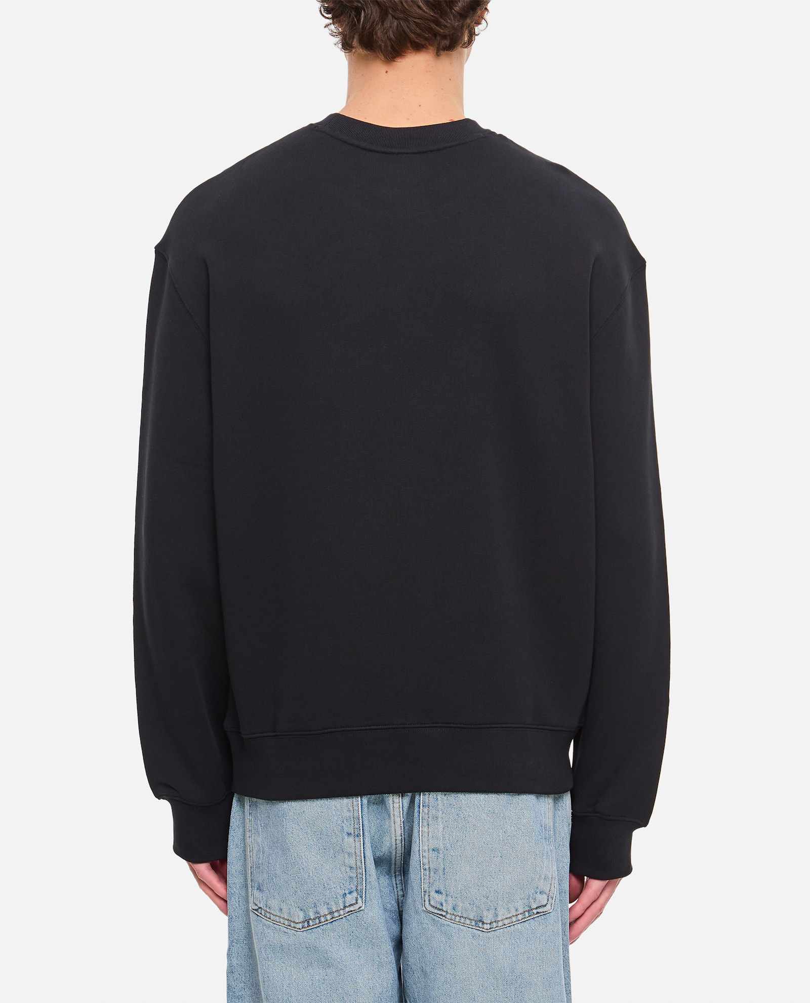 Maison Kitsuné Crewneck Sweatshirt With Logo Lettering In Black
