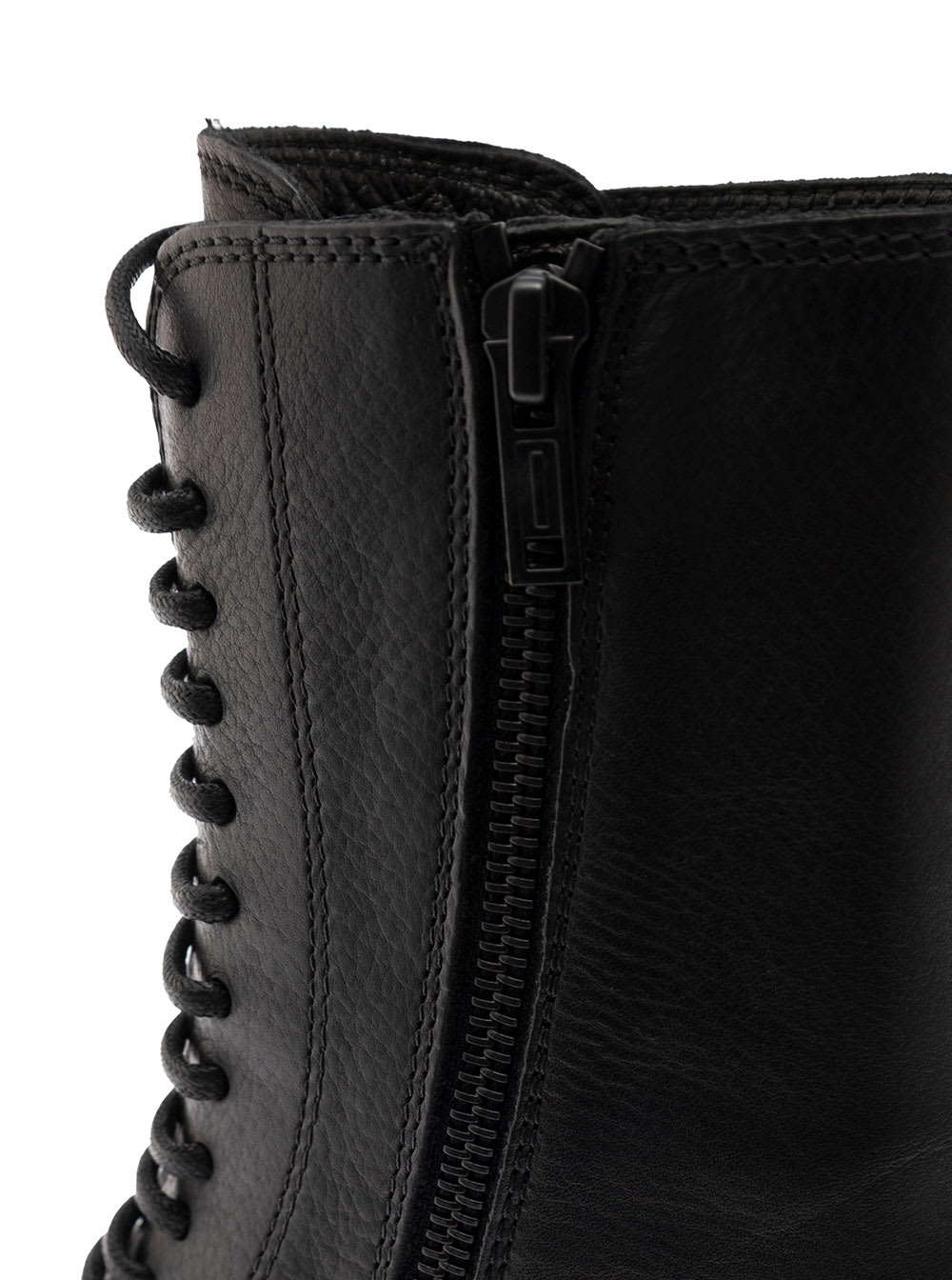 Ann Demeulemeester Black Lace-up Combat Boots In Leather Woman In Black