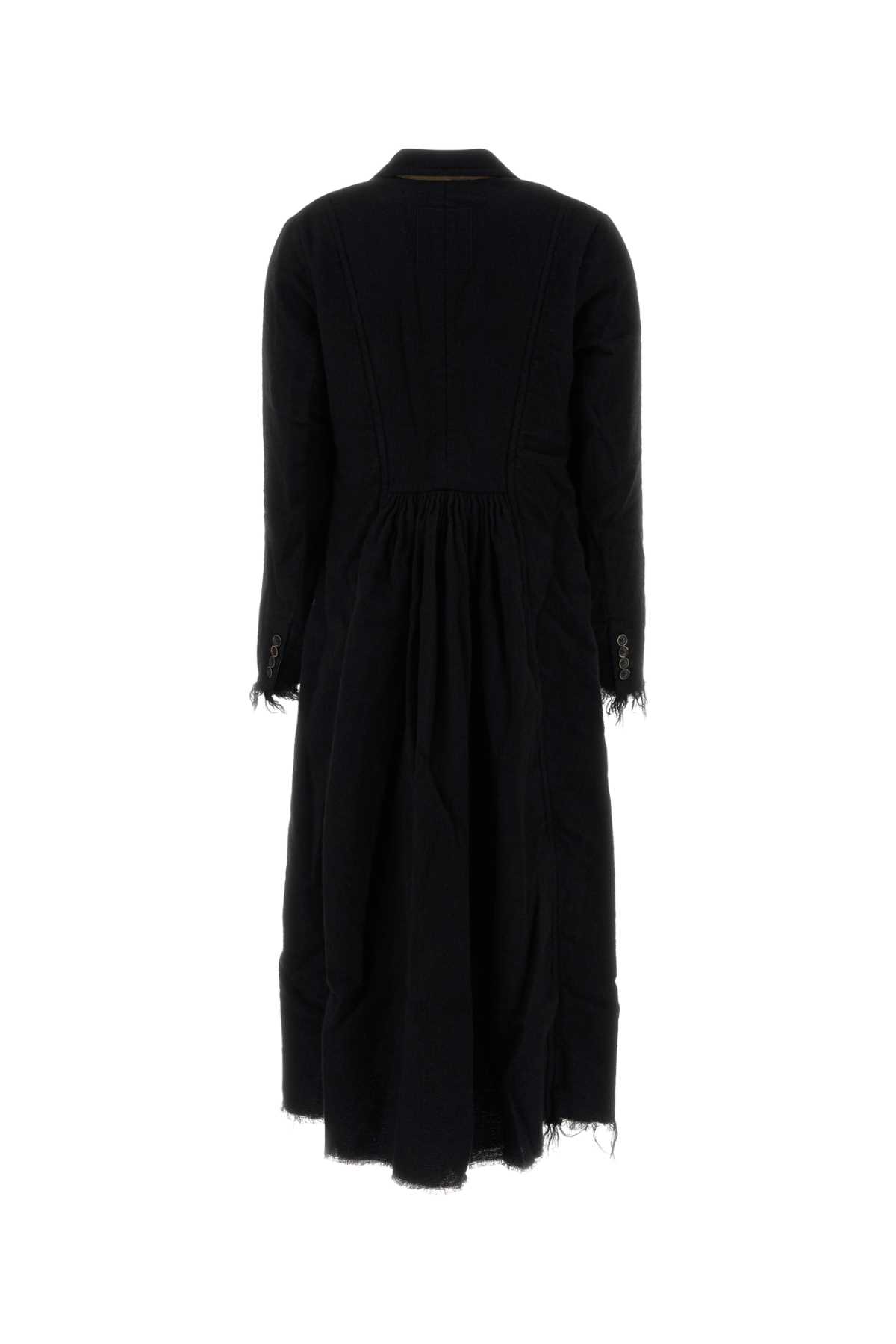 Uma Wang Long Double-breasted Wool Blend Coat In Blue