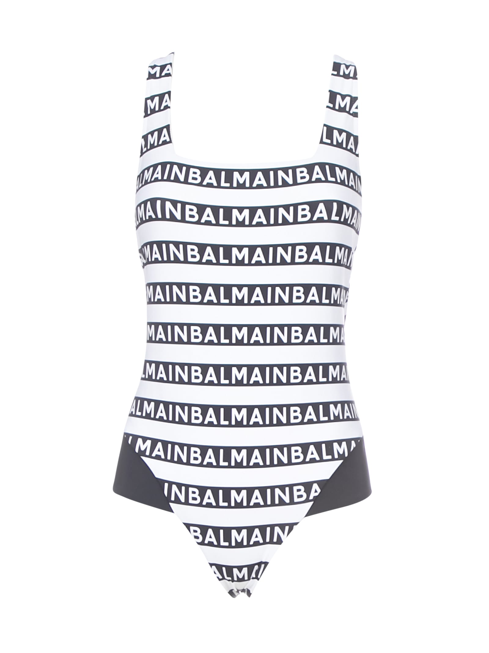 Balmain Logo Body Swimwear In White Black