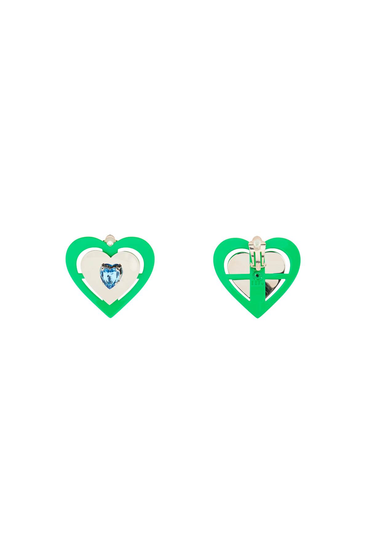 Shop Safsafu Green Neon Heart Clip-on Earrings In Green (silver)