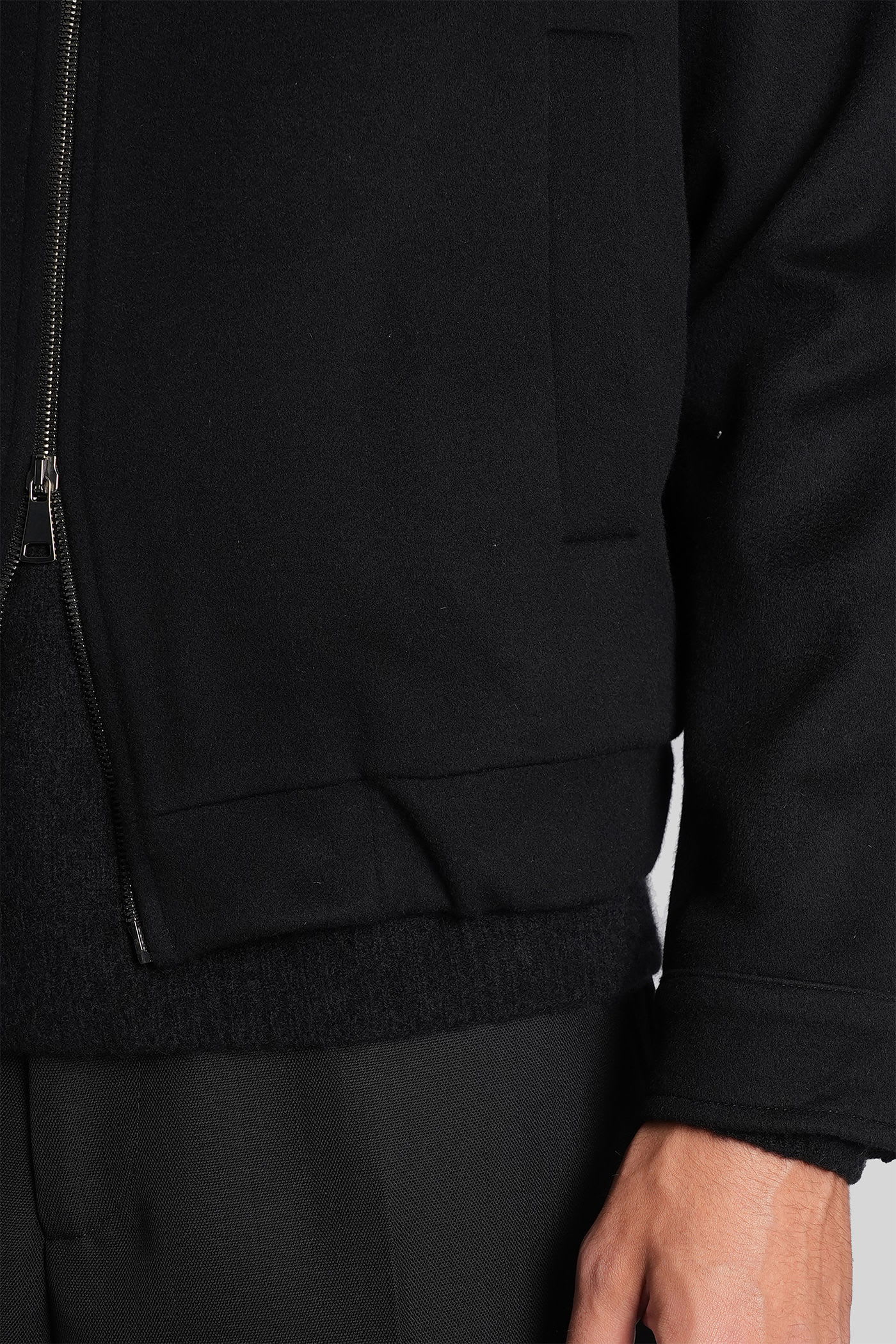 Costumein Polov Bomber Jacket In Black Wool In Black