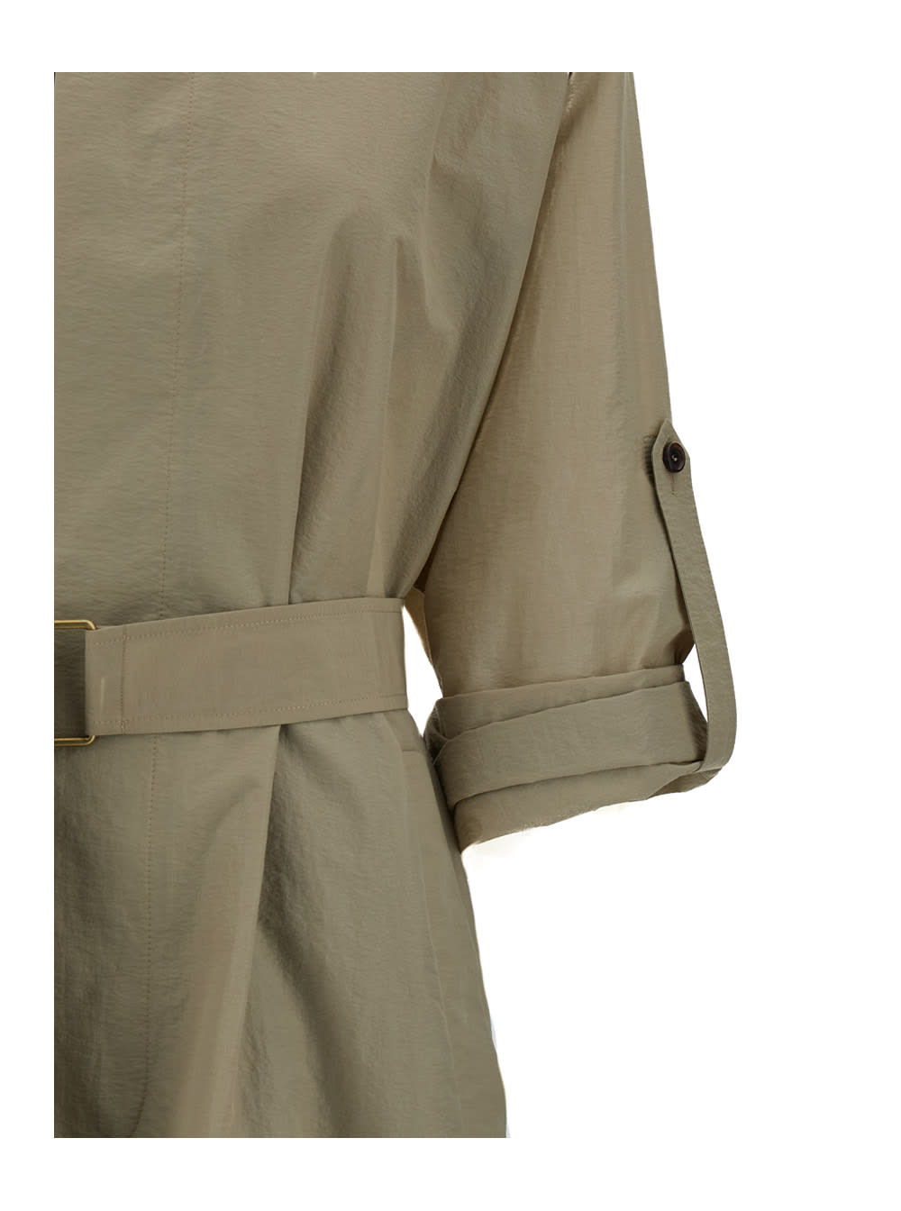 Shop Philosophy Di Lorenzo Serafini Olive Green Trench Coat With Buttons In Technical Fabric Woman