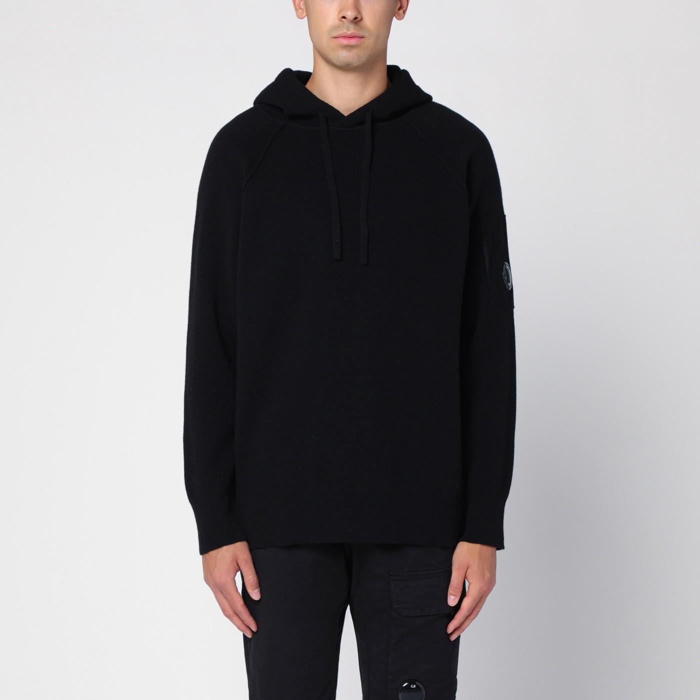 C. P. Company Black Wool-blend Hoodie