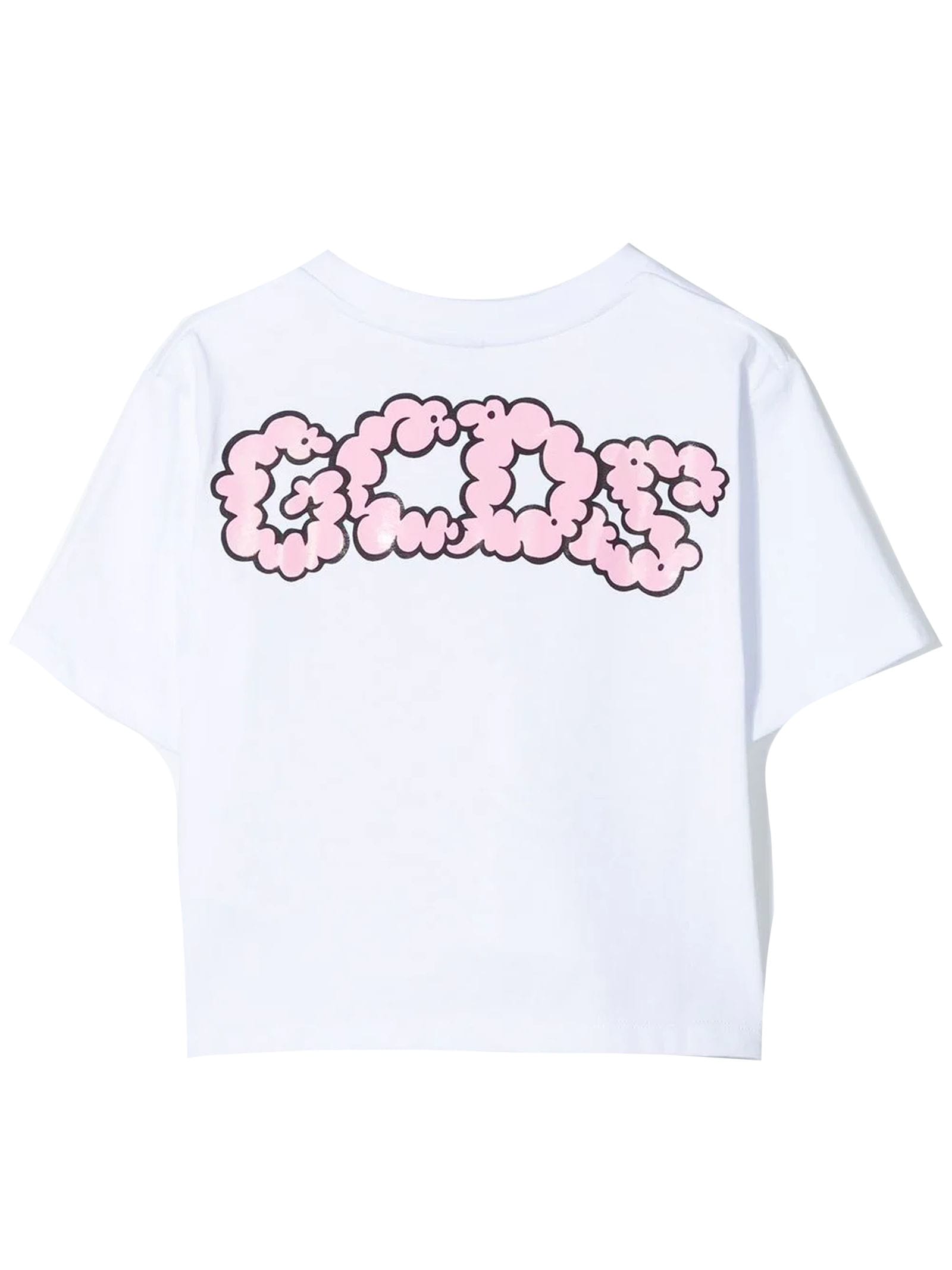 Shop Gcds White Cotton T-shirt In Bianco