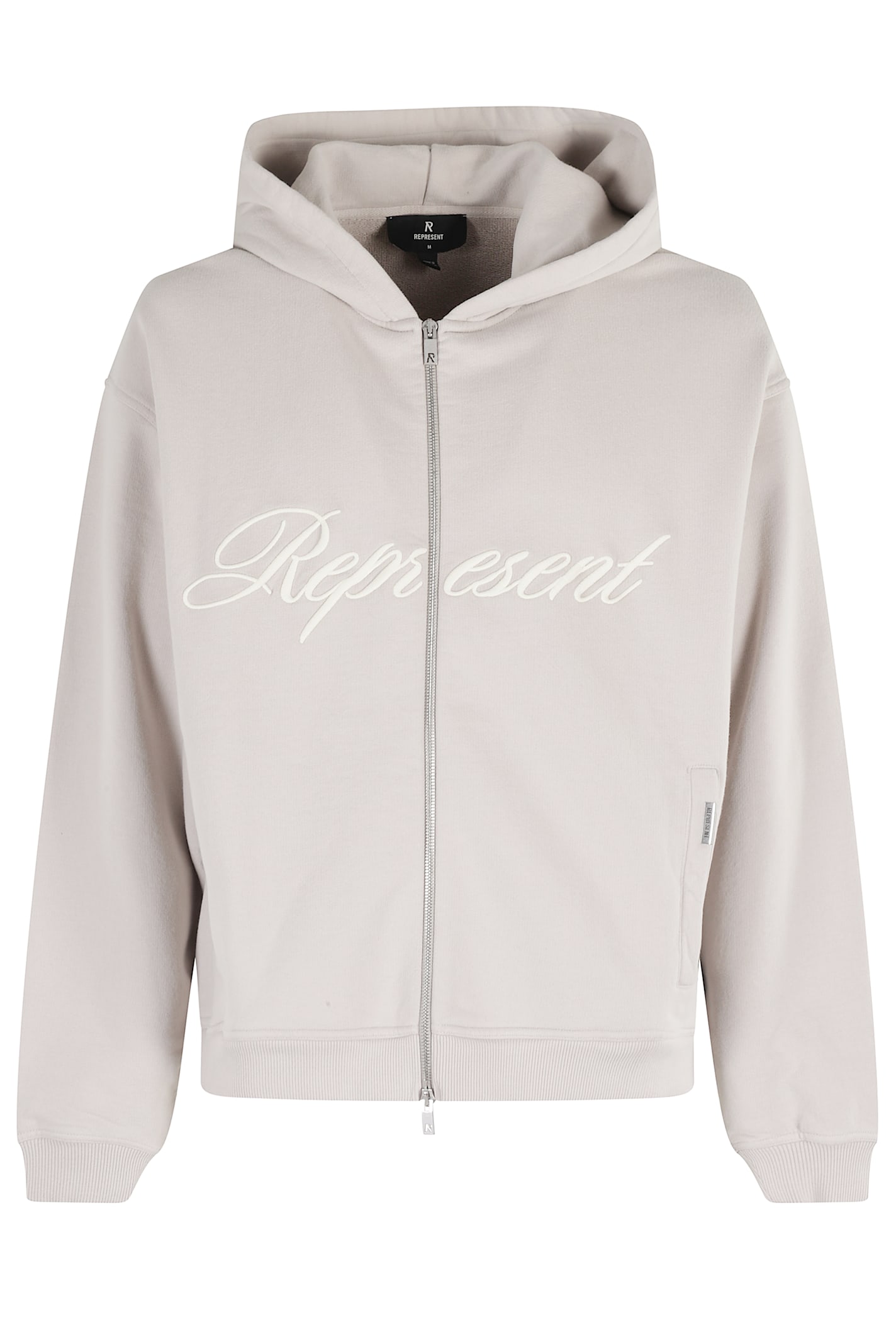 Represent Script Logo Zip-up Hoodie In Neutral