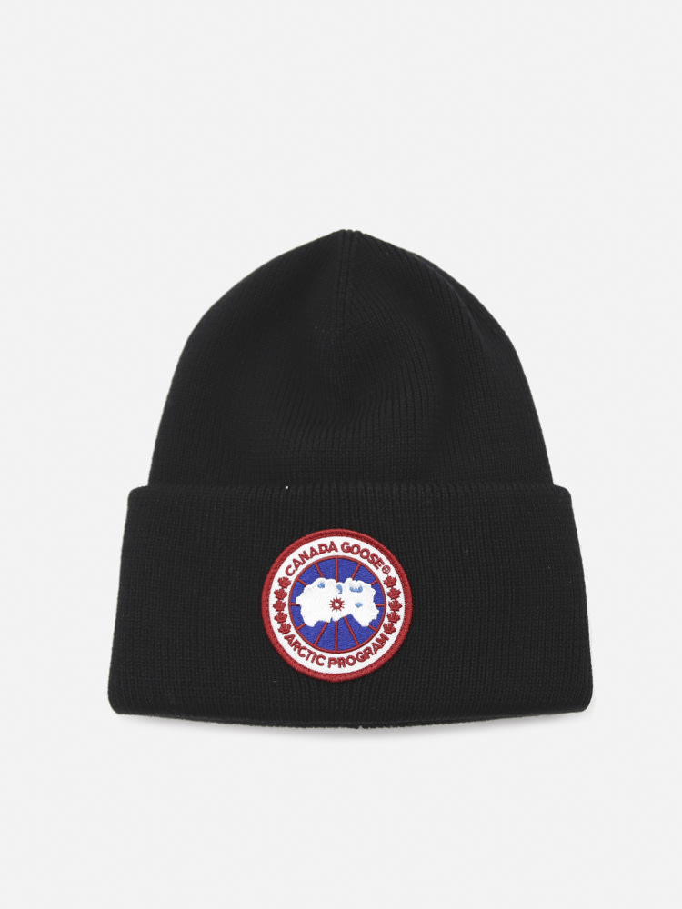 Canada Goose Toque Hat In Merino Wool With Logo Patch