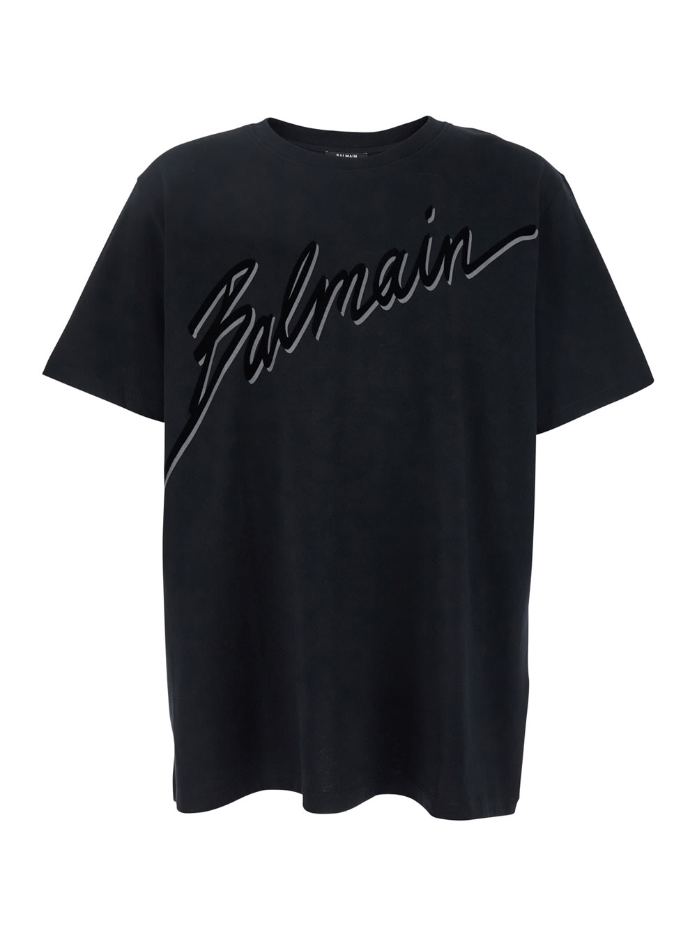 Black T-shirt With Logo Lettering On The Front In Cotton Man