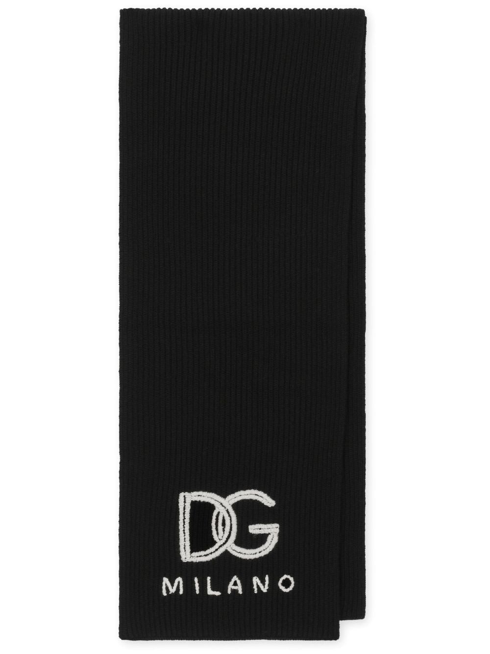 Dolce & Gabbana Cashmere Scarf Ribbed Edge In Black