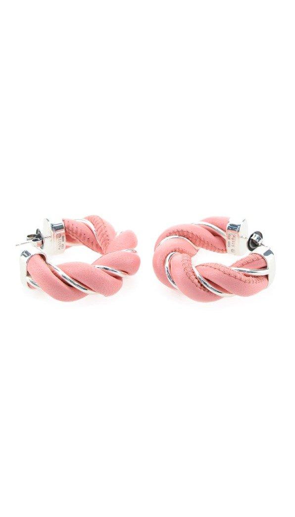 Shop Bottega Veneta Twist Hoop Earrings In Pink